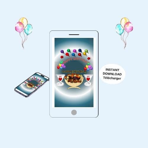 Animated Birthday Video Card - Mobile E-card (MP4, PNG, PDF, GIF Digital Download)