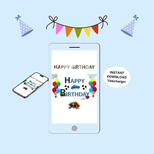 Animated Birthday Video Card - Mobile E-card (MP4, PNG, PDF, GIF Digital Download)