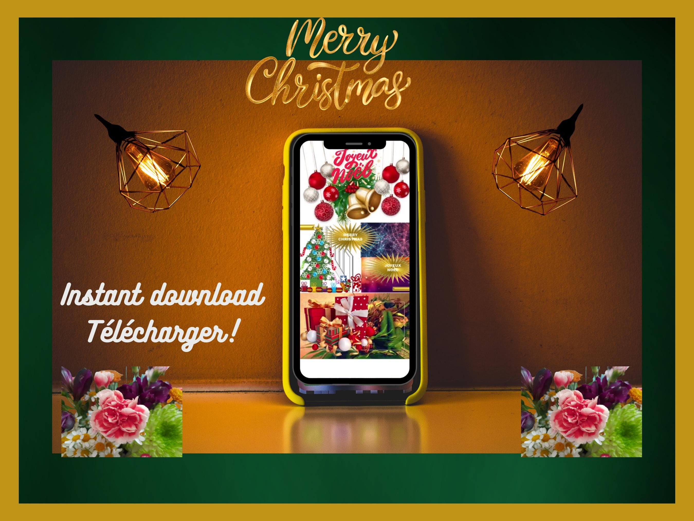 Digital Christmas mobile video - Season's Greetings e-cards. Printable; Animated and Non Animated.  MP4, PNG, PDF Files.