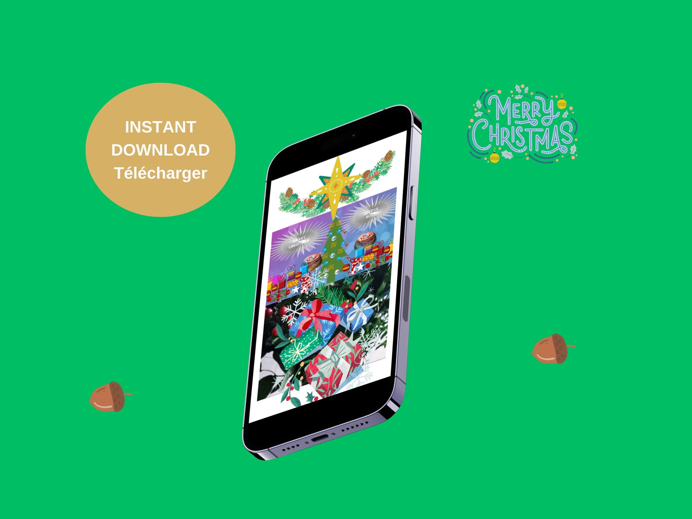 Digital Christmas mobile video - Season's Greetings e-cards. Printable; Animated and Non Animated.  MP4, PNG, PDF Files.