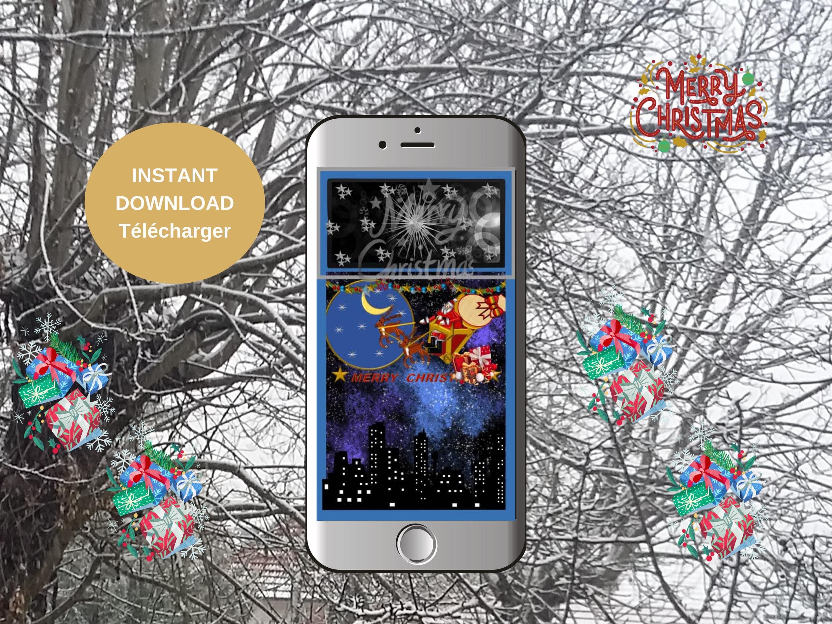 Digital Christmas mobile video - Season's Greetings e-cards. Printable; Animated and Non Animated.  MP4, PNG, PDF Files.