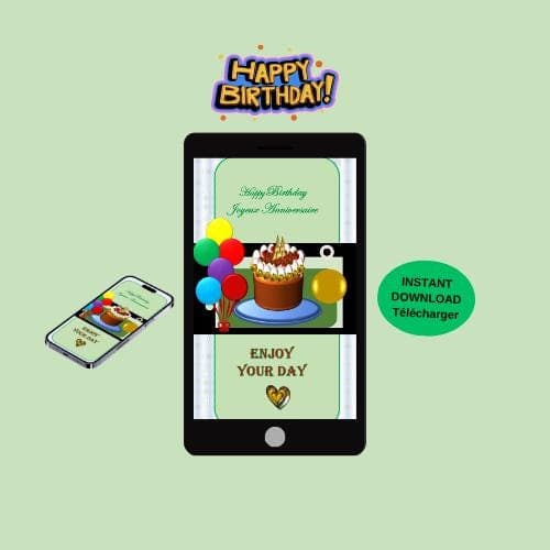 Animated Birthday Video Card - Mobile E-card (MP4, PNG, PDF, GIF Digital Download)