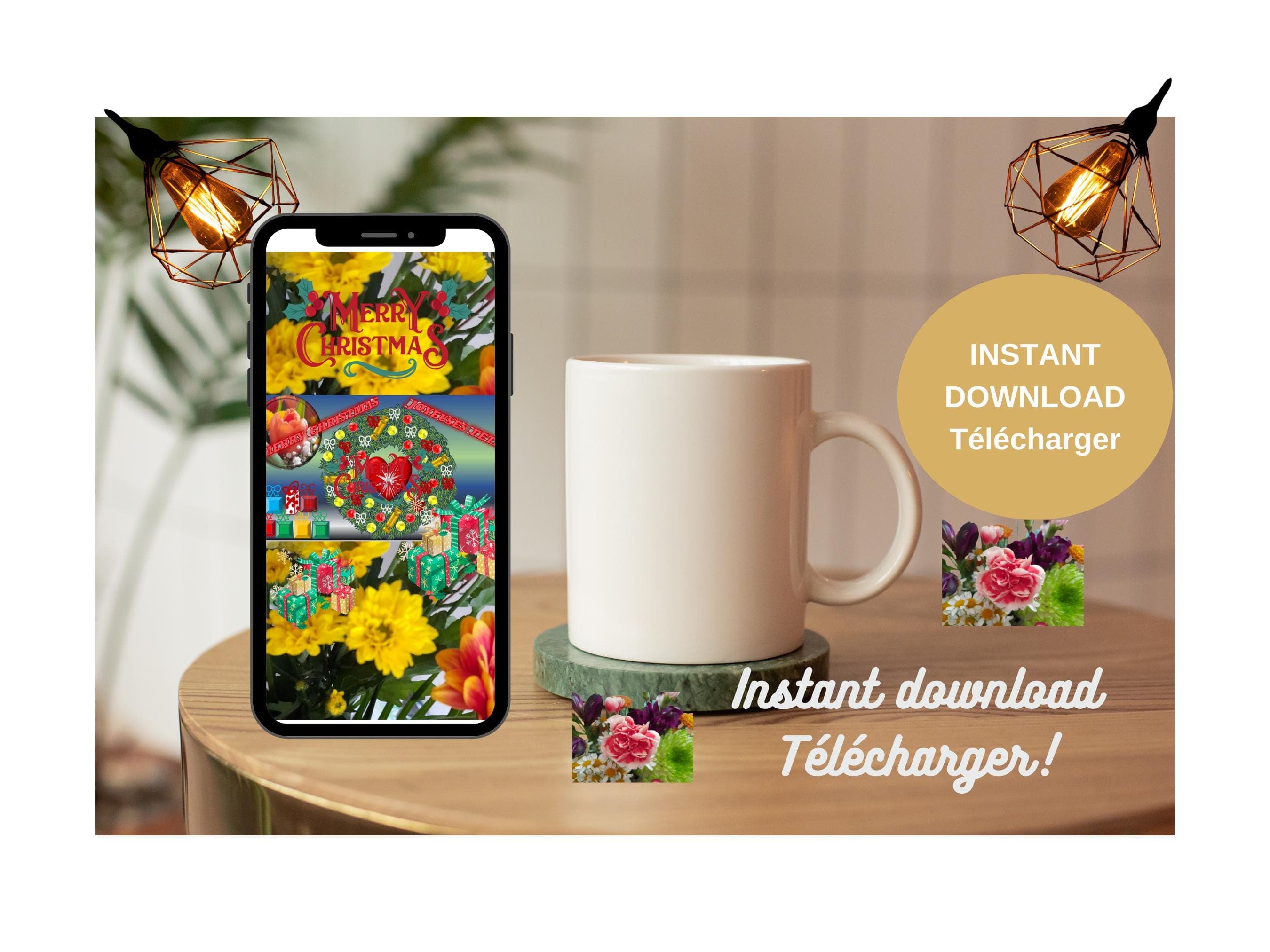 Digital Christmas mobile video - Season's Greetings e-cards. Printable; Animated and Non Animated.  MP4, PNG, PDF Files.