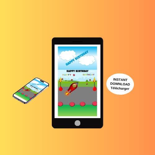 Animated Birthday Video Card - Mobile E-card (MP4, PNG, PDF, GIF Digital Download)