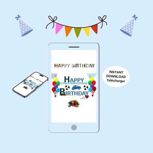 Animated Birthday Video Card - Mobile E-card (MP4, PNG, PDF, GIF Digital Download)