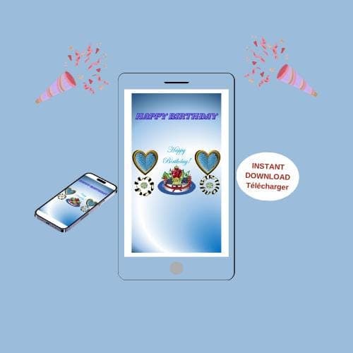 Animated Birthday Video Card - Mobile E-card (MP4, PNG, PDF, GIF Digital Download)