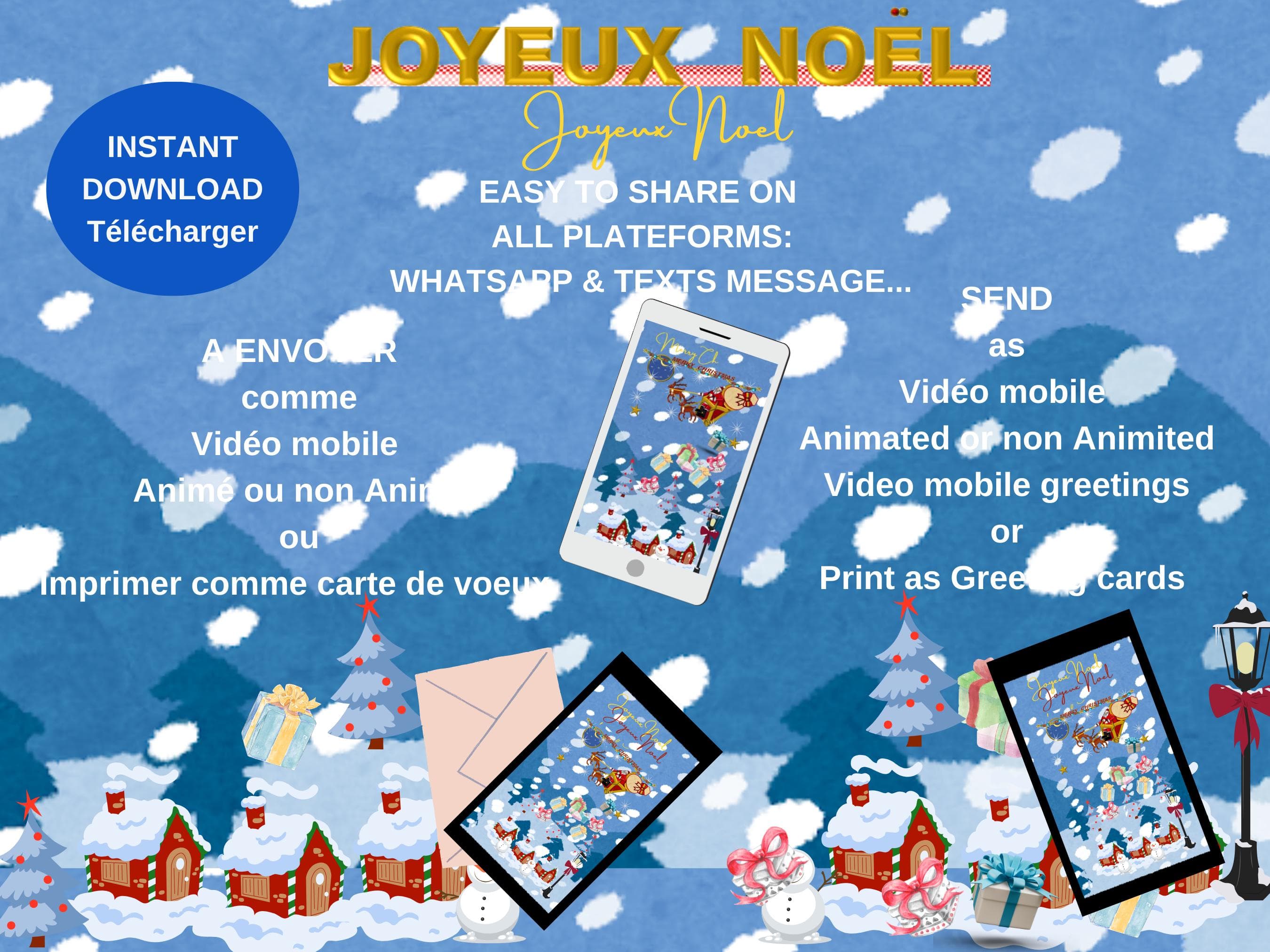 Animated Christmas Mobile Video – Season's Greetings E-Card (MP4, PNG, PDF) - image 3
