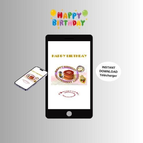 Animated Birthday Video Card - Mobile E-card (MP4, PNG, PDF, GIF Digital Download)