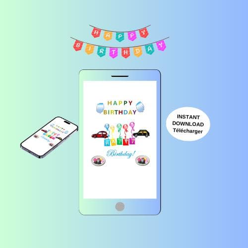 Animated Birthday Video Card - Mobile E-card (MP4, PNG, PDF, GIF Digital Download)