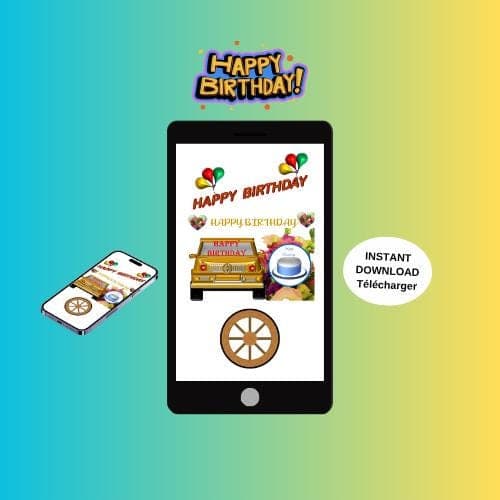 Animated Birthday Video Card - Mobile E-card (MP4, PNG, PDF, GIF Digital Download)
