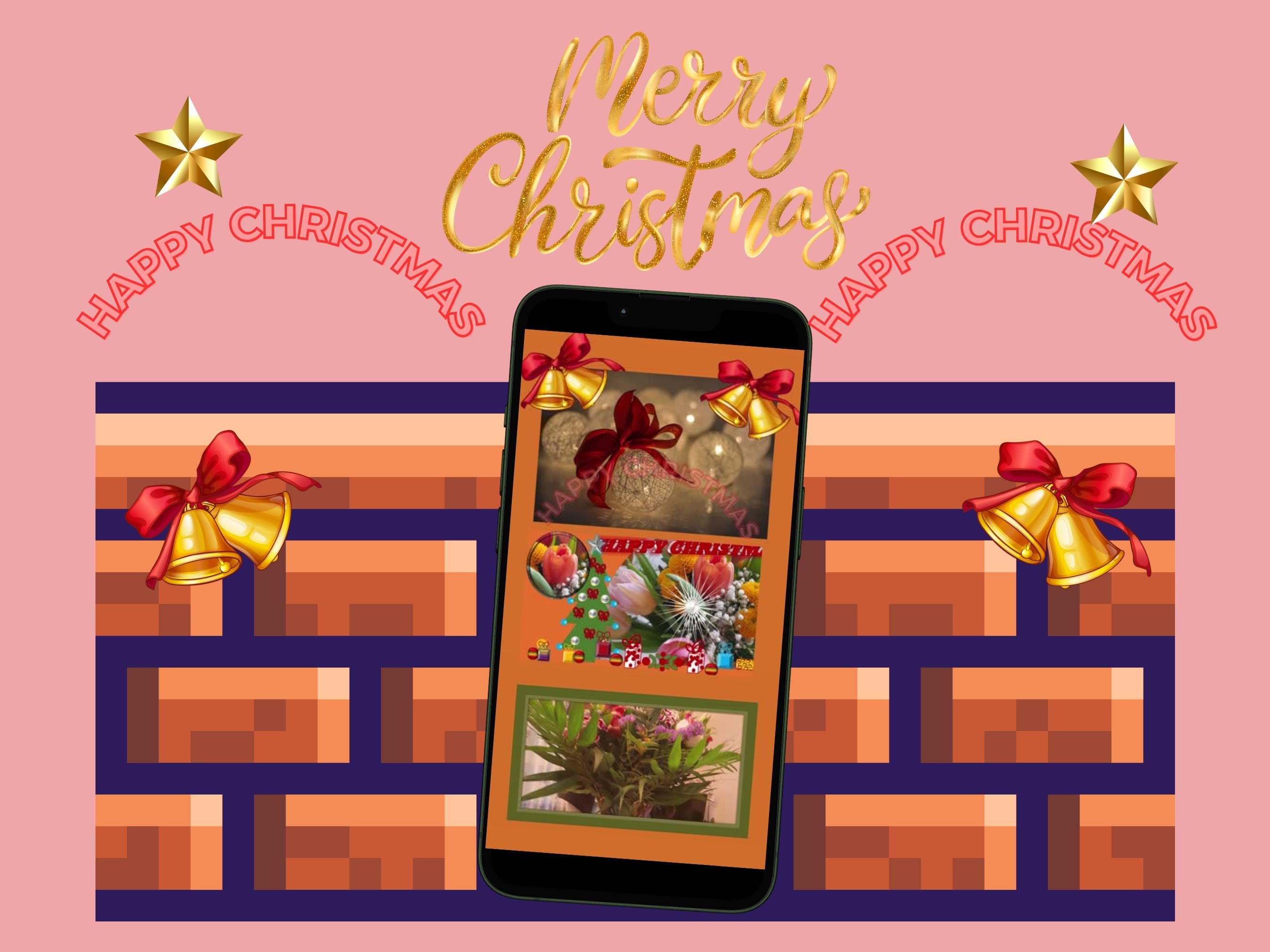 Digital Christmas mobile video - Season's Greetings e-cards. Printable; Animated and Non Animated.  MP4, PNG, PDF Files.