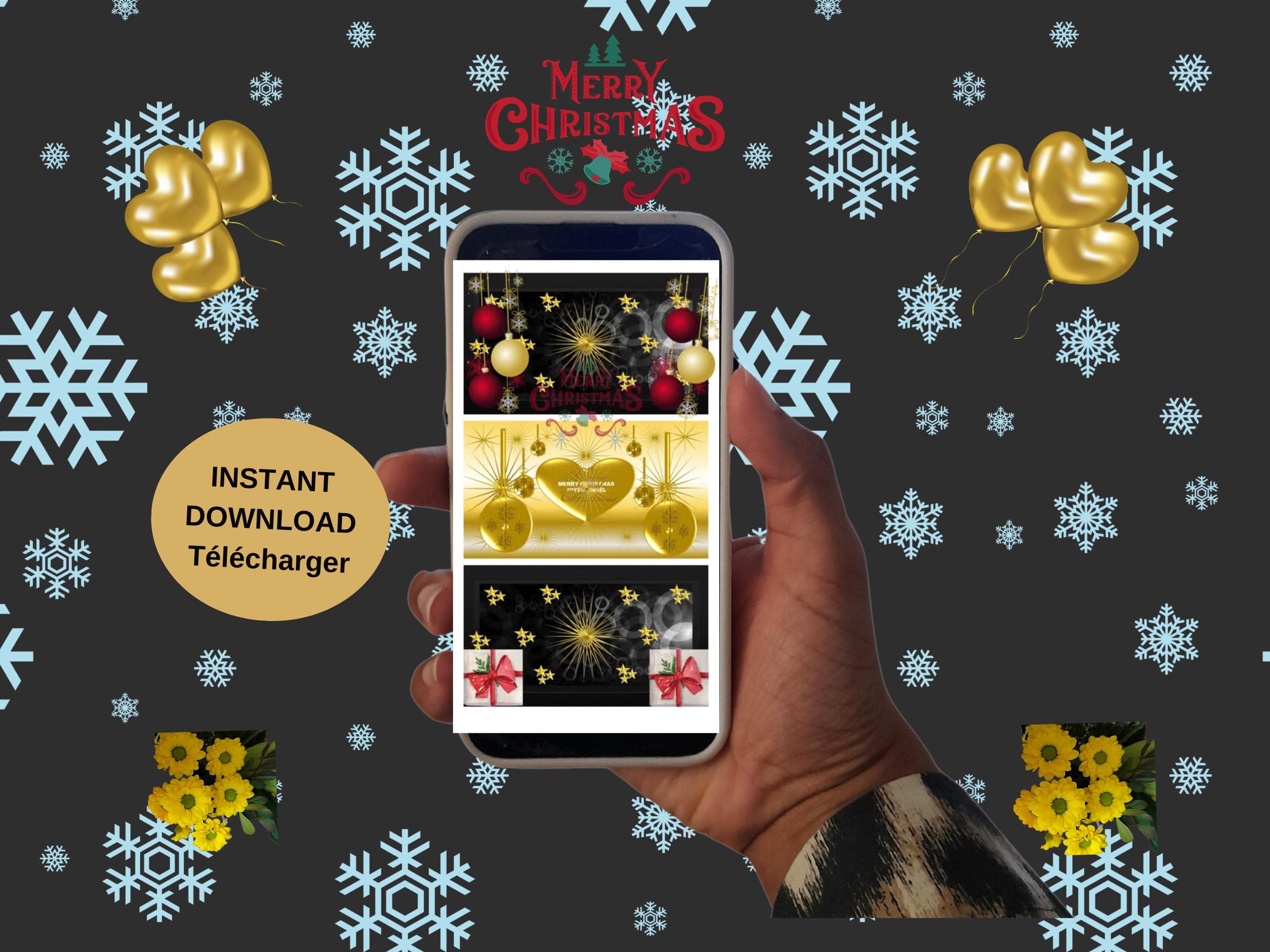 Digital Christmas mobile video - Season's Greetings e-cards. Printable; Animated and Non Animated.  MP4, PNG, PDF Files.