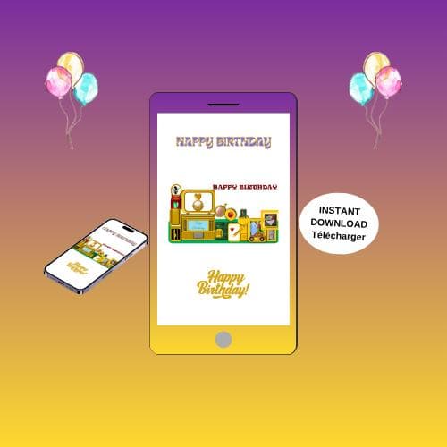 Animated Birthday Video Card - Mobile E-card (MP4, PNG, PDF, GIF Digital Download)