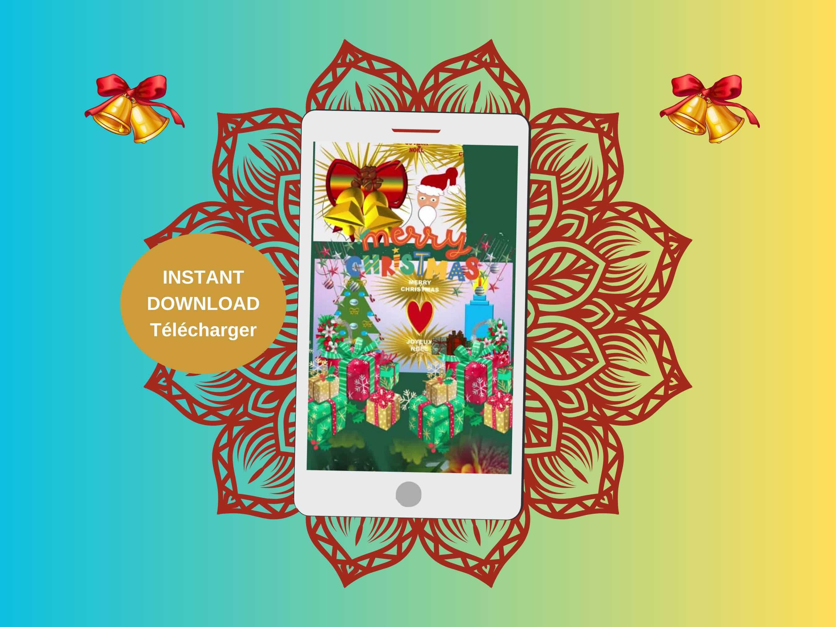 Digital Christmas mobile video - Season's Greetings e-cards. Printable; Animated and Non Animated.  MP4, PNG, PDF Files.
