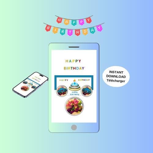 Animated Birthday Video Card - Mobile E-card (MP4, PNG, PDF, GIF Digital Download)