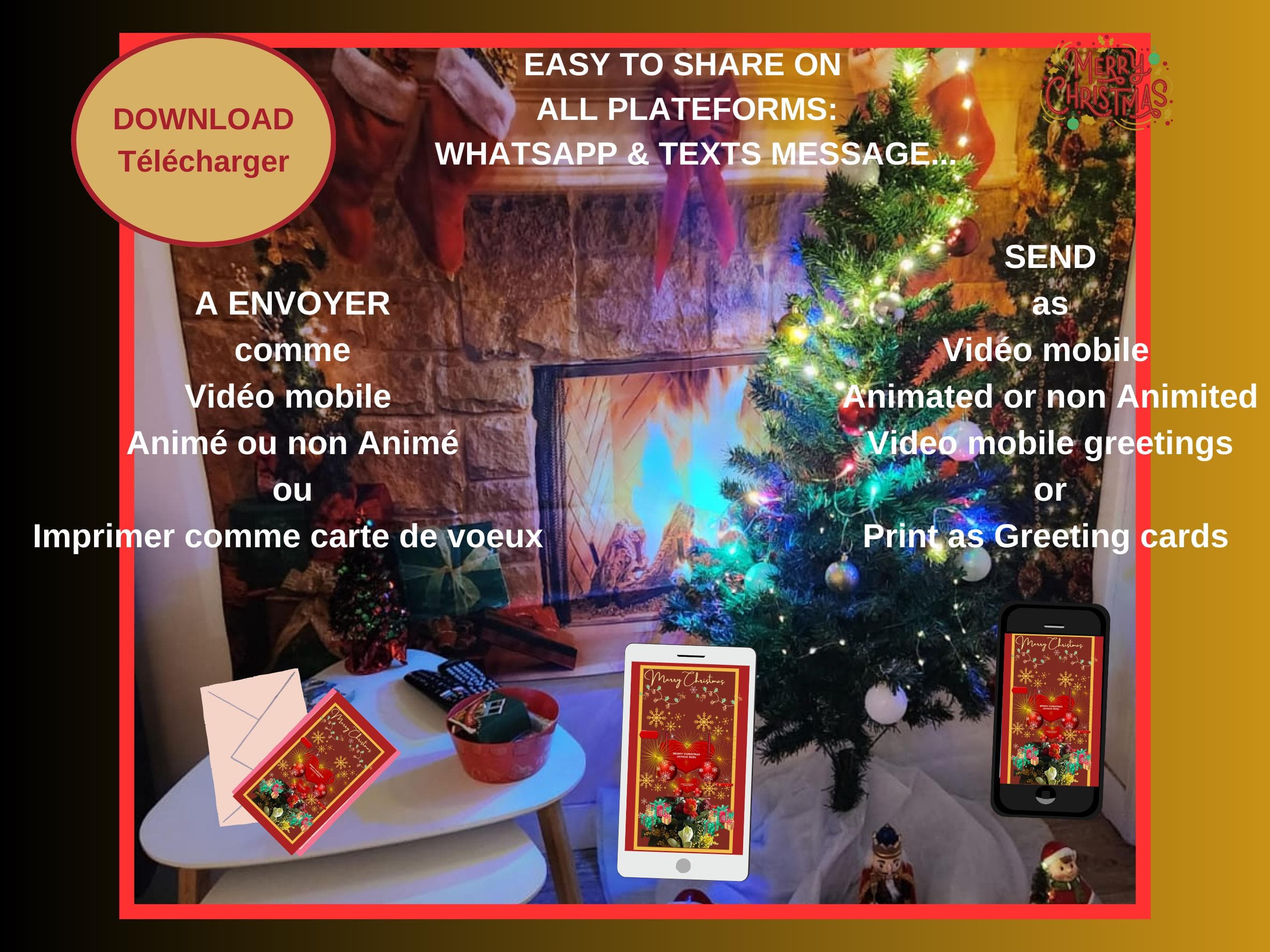 Animated Christmas E-Card Video – Season's Greetings Mobile Card (MP4, PNG, PDF) - image 3