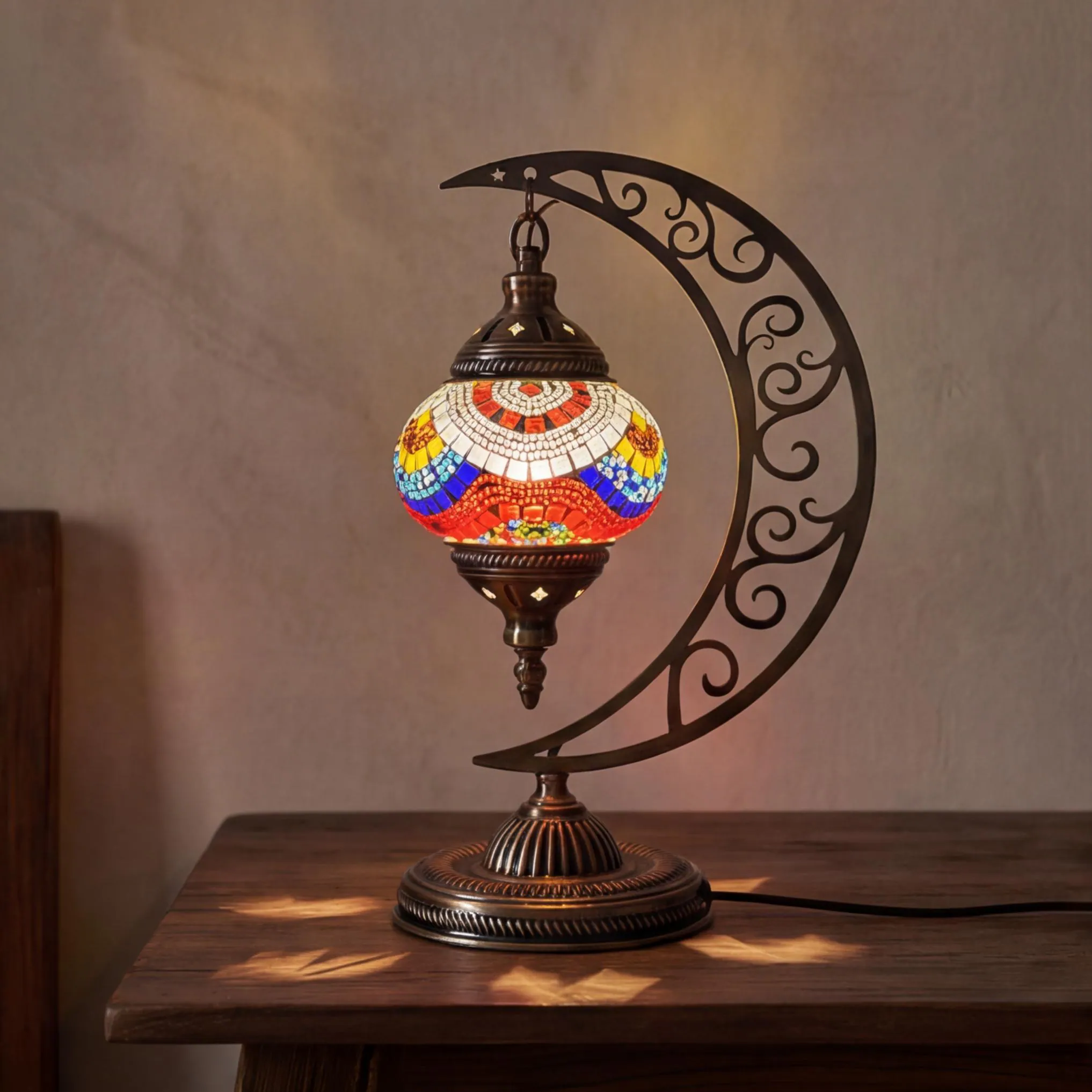 Handcrafted Turkish Moon Lamp | Bohemian Style Standing Lantern | Ambient Ramadan Light - image 5
