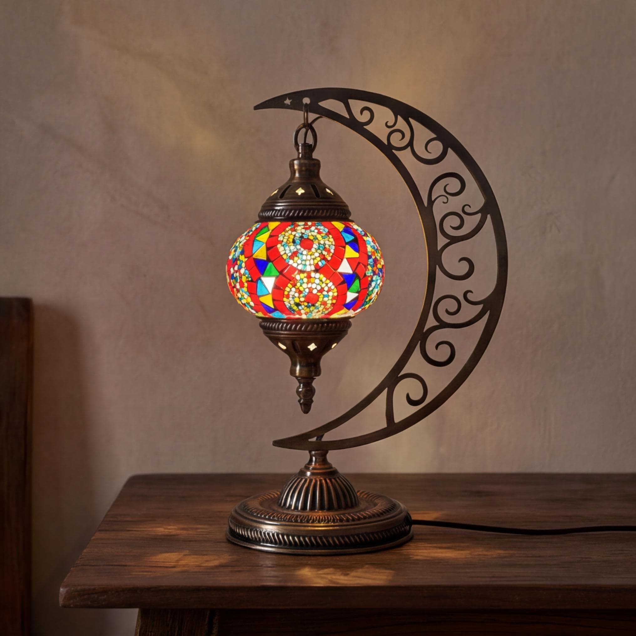 Handcrafted Turkish Moon Lamp | Bohemian Style Standing Lantern | Ambient Ramadan Light - image 4