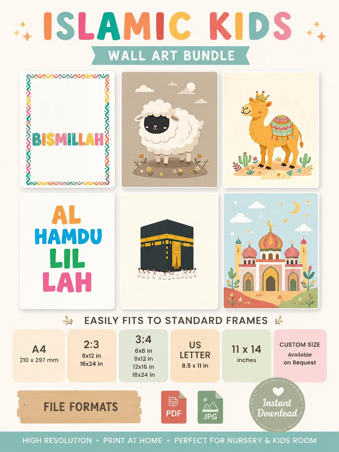 Islamic Kids Wall Art Bundle: Bismillah, Kaaba, Mosque Prints (Digital Download) - image 4