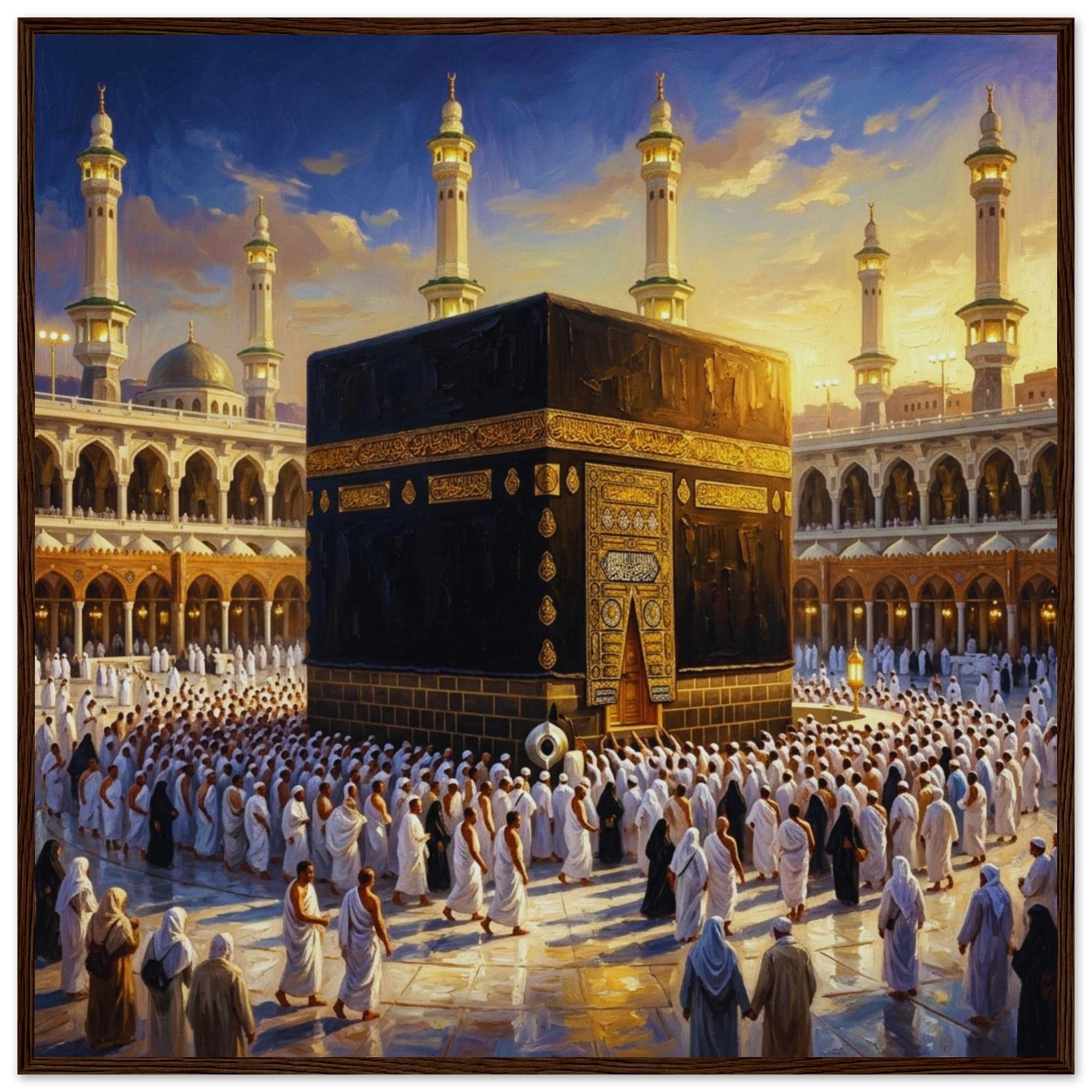 Kaaba Painting Wall Art Framed Print, Mecca Pilgrimage Canvas, Islamic Decoration, Hajj Umrah Artwork, Muslim Home Decor, Spiritual Gift