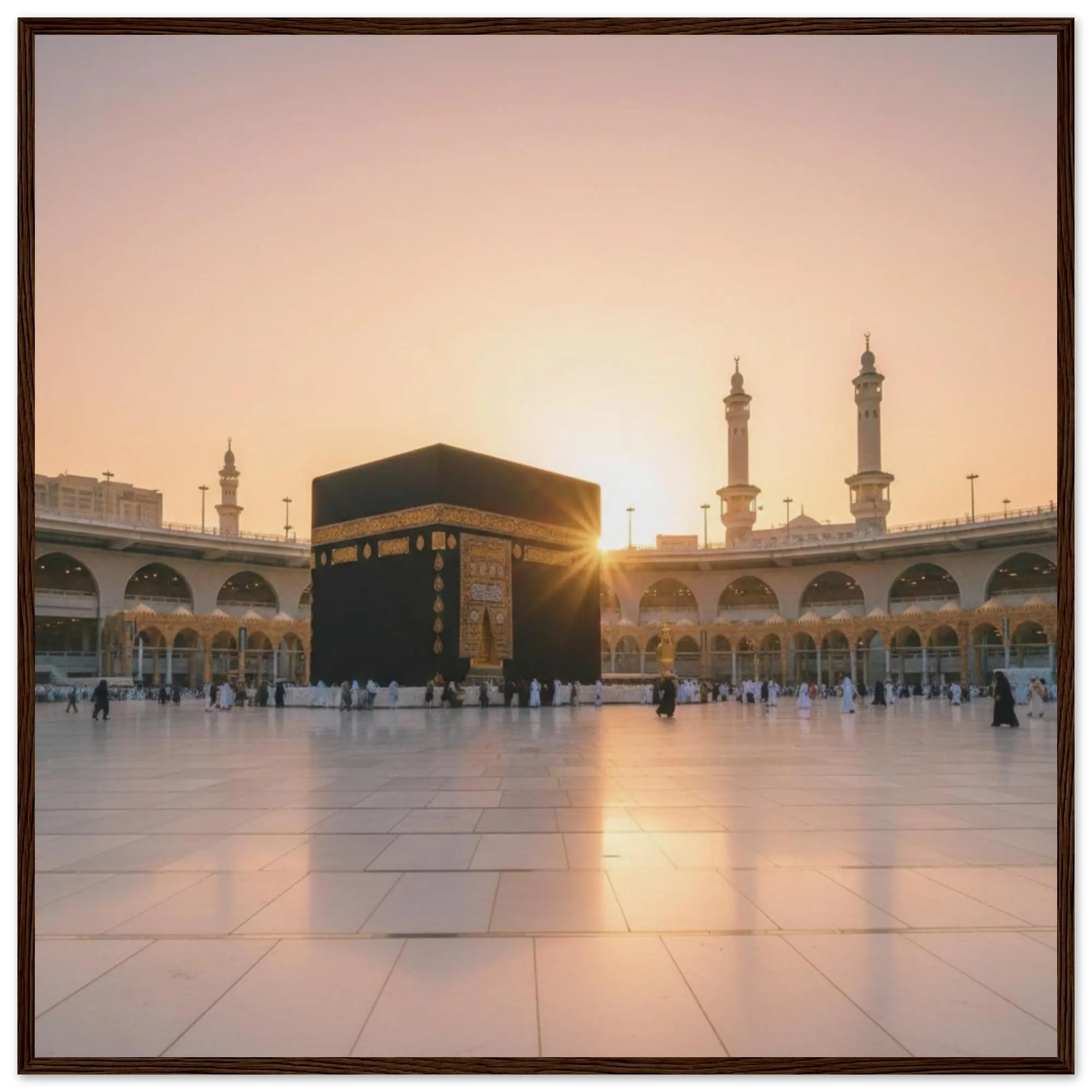 Kaaba Sunrise Framed Wall Art – Masjid al Haram Mecca Print, Islamic Home Decor, Hajj Umrah Gift, Muslim Spiritual Photography