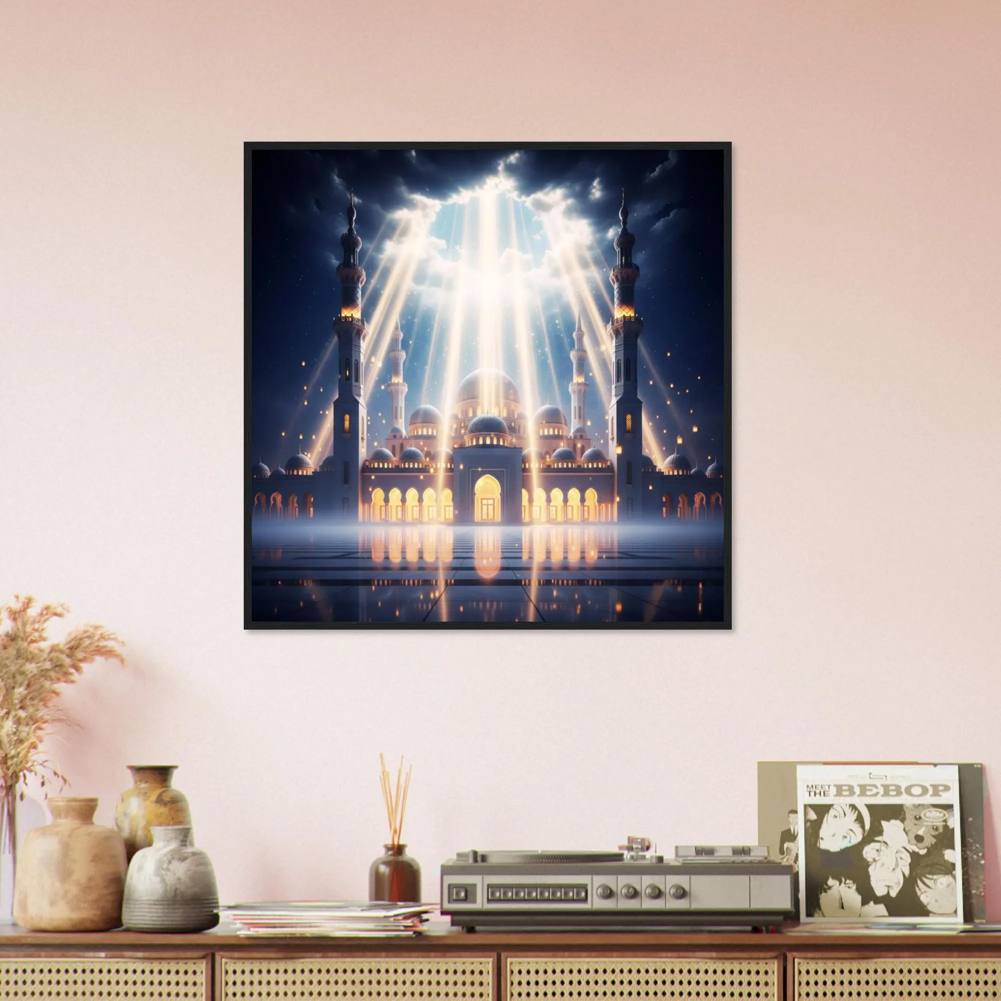 Mosque Wall Art Framed Print – Magical Crescent Poster Decor, Ramadan Muslim Home Decoration, Eid Gift, Islamic Architecture Art - image 5