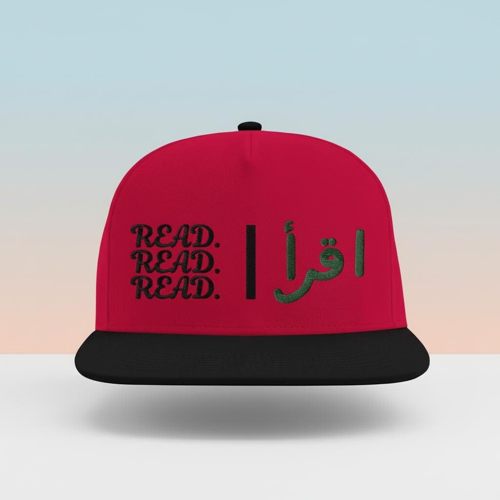 Read Iqra Arabic Embroidered Snapback | Islamic Original Flat Hat | Motivational Cap