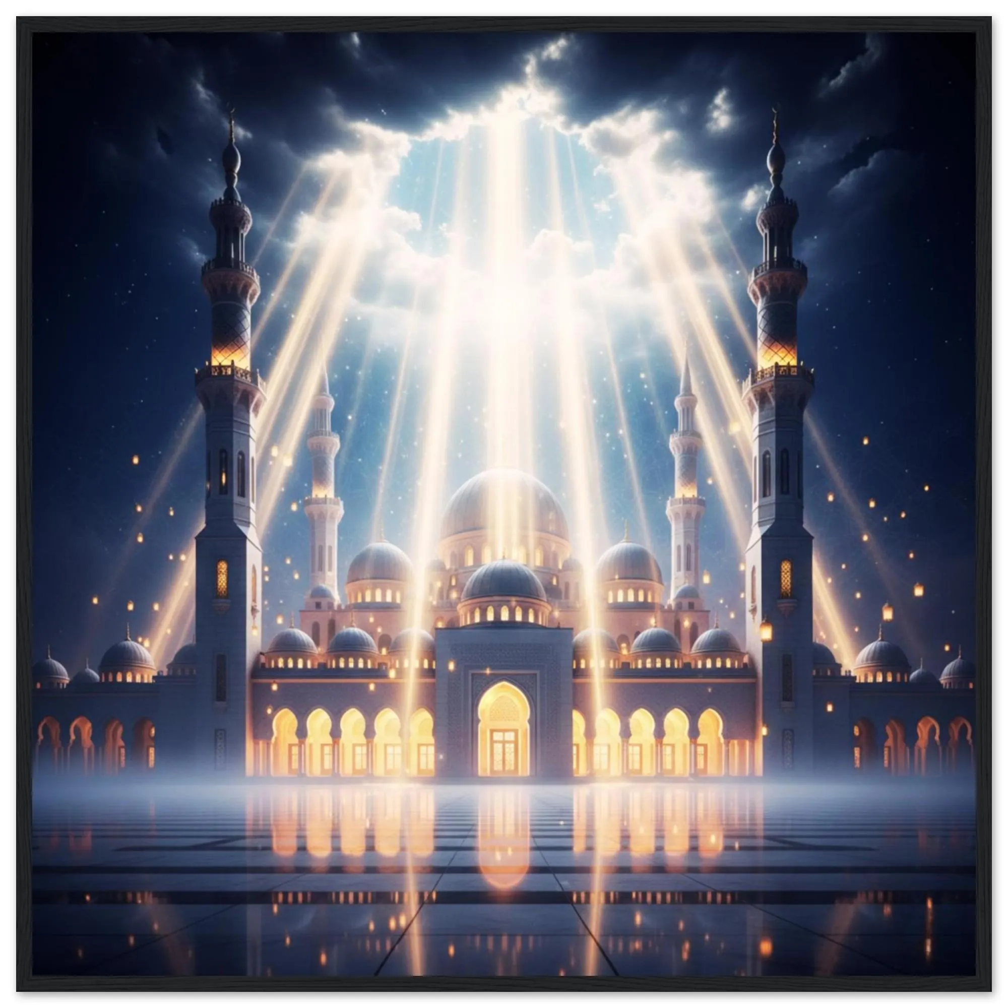 Mosque Wall Art Framed Print – Magical Crescent Poster Decor, Ramadan Muslim Home Decoration, Eid Gift, Islamic Architecture Art - image 4