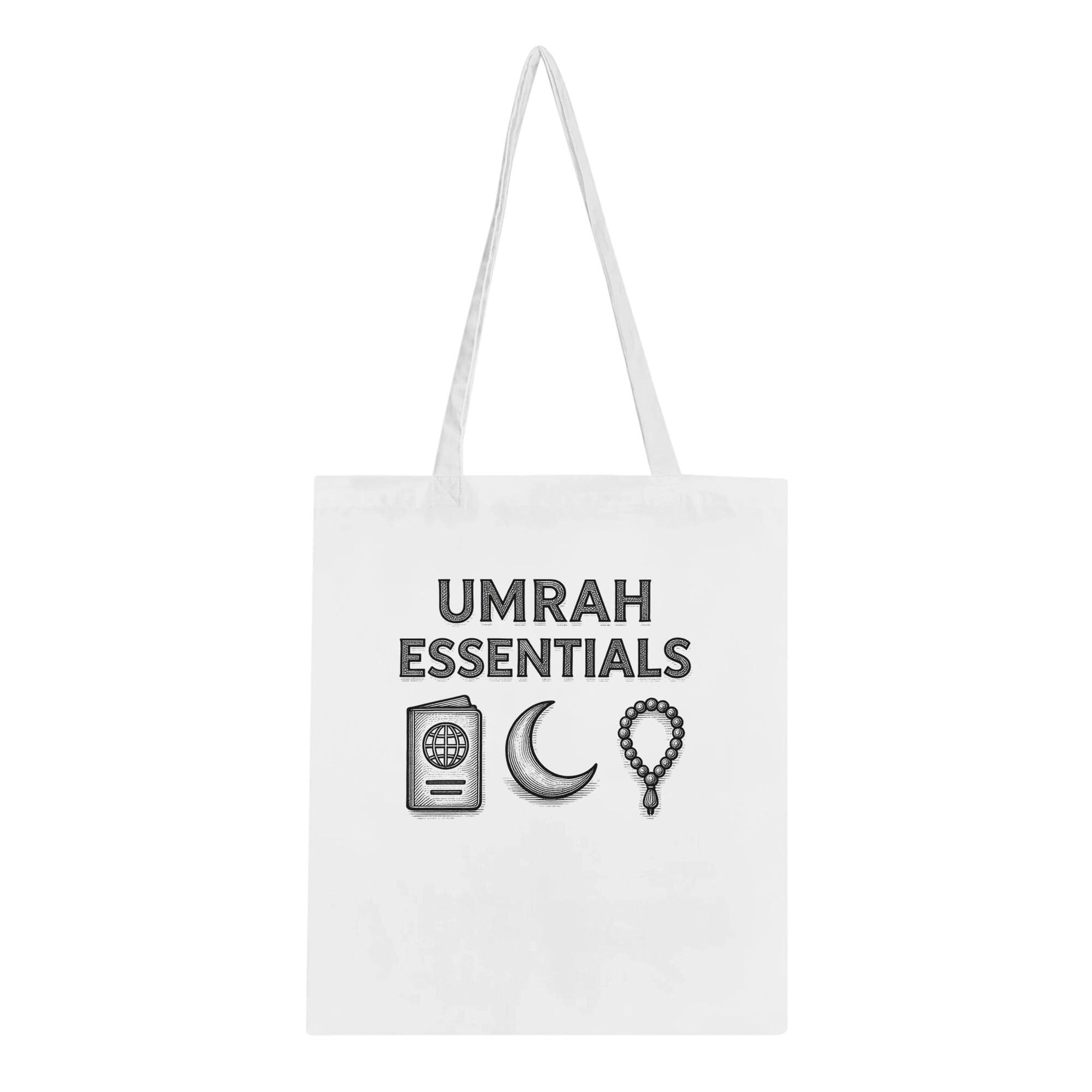 Umrah Essentials Tote Bag - Muslim  Hajj Travel Pouch, Islamic Classic Tote Sack, Minimal Design Ramadan Gift, Reusable Canvas  Eid Shopper