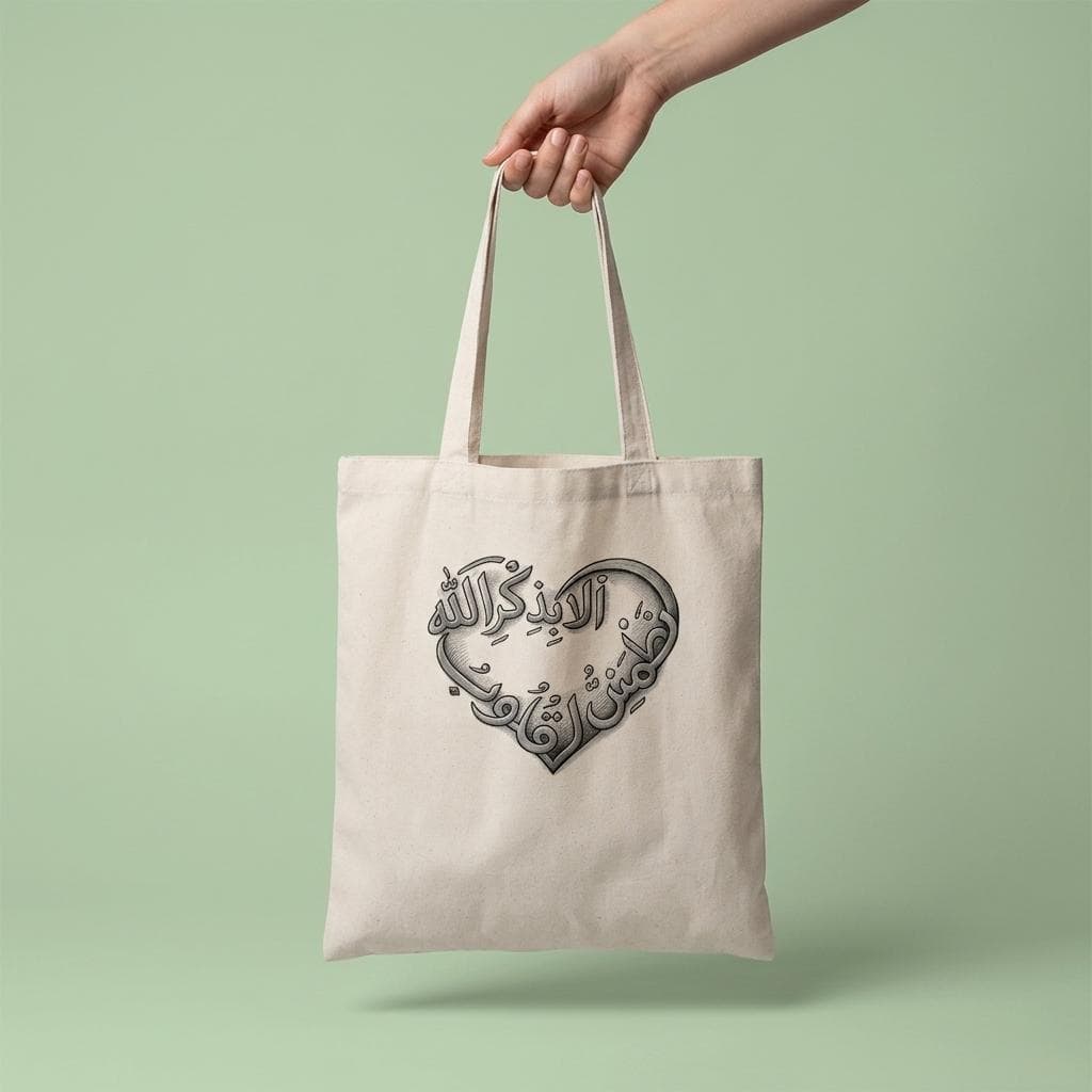 Islamic Calligraphy Heart Tote Bag - Arabic Love Quote Canvas Sack , Muslim Gift Idea, Eid Ramadan Present, Minimalist Aesthetic Shopper, - image 5