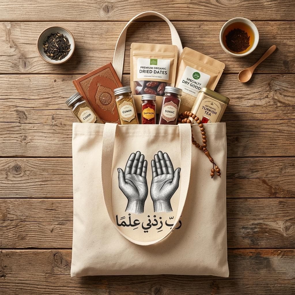 Islamic Arabic Dua Tote Bag  “Rabbi Zidni Ilma” | Increase My Knowledge Quote Bag, Muslim Gift, Quran Verse Calligraphy , Spiritual Canvas - image 4