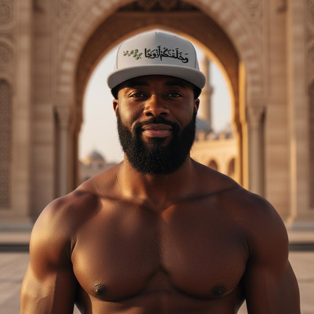 Arabic Calligraphy Snapback – Islamic Embroidered Hat – Couples Gift – Eucalyptus Design - image 4