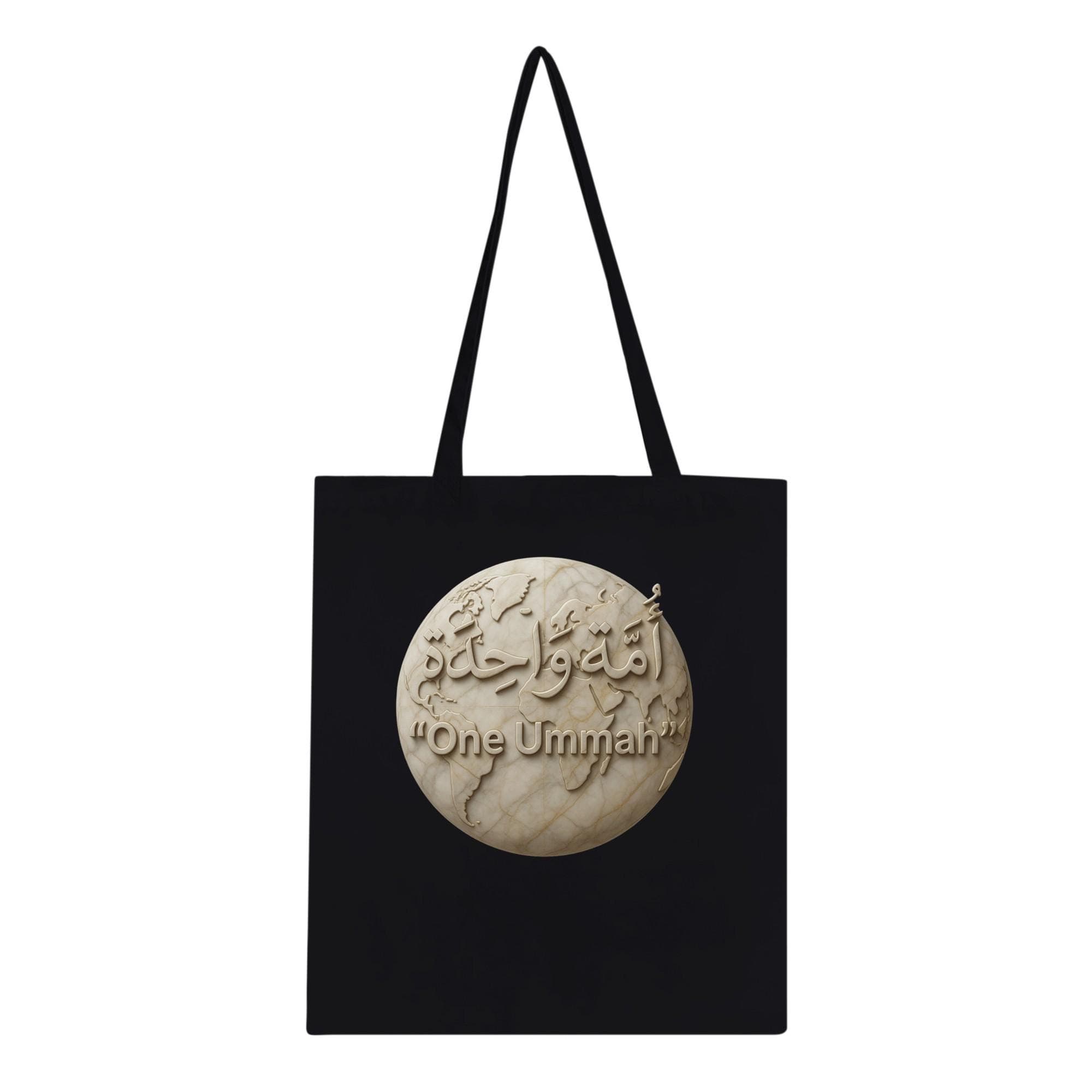 One Ummah Tote Bag - Arabic Calligraphy Globe Design, Islamic Canvas Bag, Muslim Gift, Eid Ramadan Eco Shopper, Spiritual Unity Art