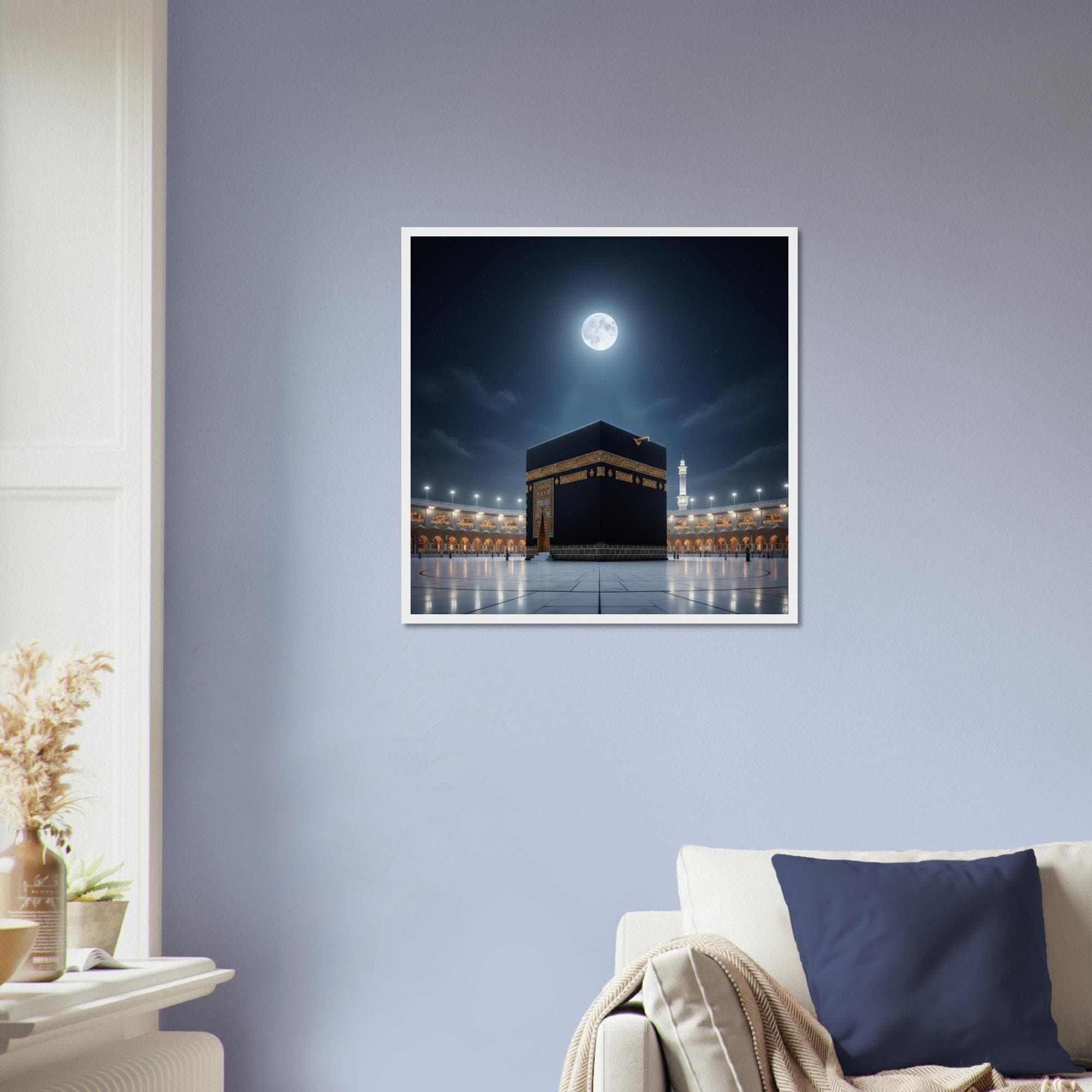 Kaaba Framed Poster | Islamic  Mecca Night Moon Wall Art | Sacred Mosque Spiritual Decor Print - image 3