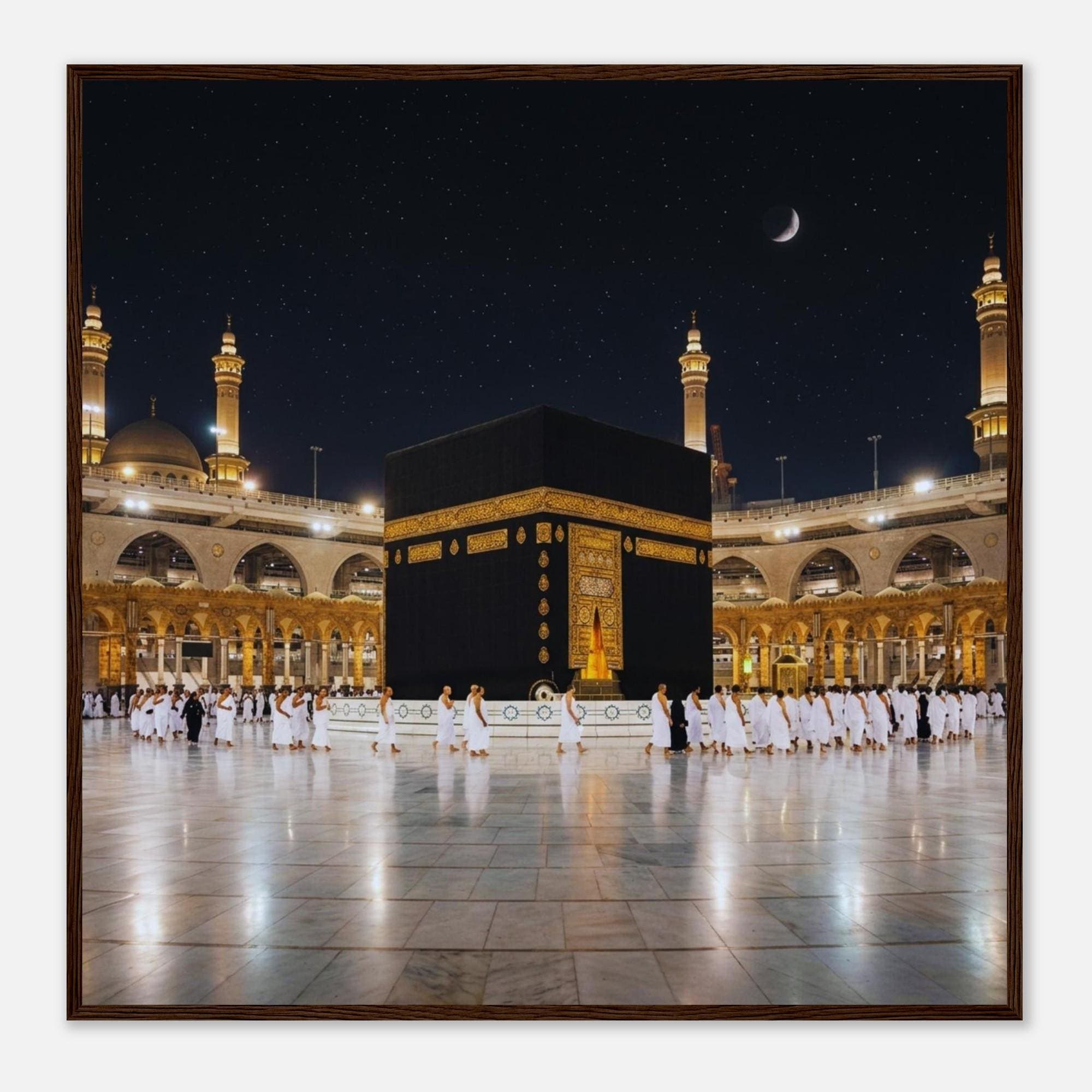 Kaaba Night Framed Poster - Mecca Wall Art, Islamic Decoration, Masjid Al Haram Print, Hajj Umrah Gift, Muslim Home Kaaba Artwork - image 3