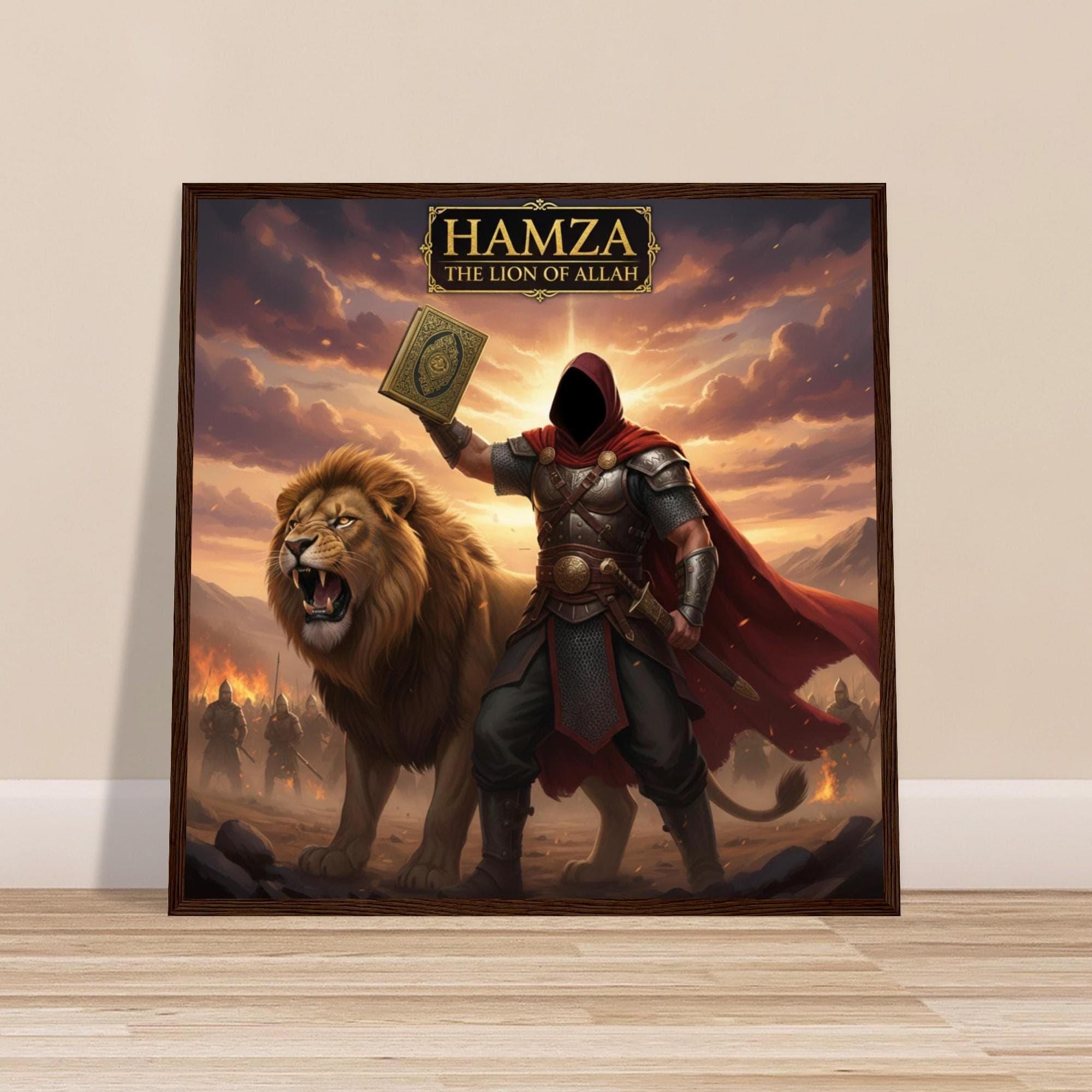 Islamic Warrior Lion Poster | Hamza Lion of Allah Quran Art |  Fiery  Decor Wall  Paper - image 5