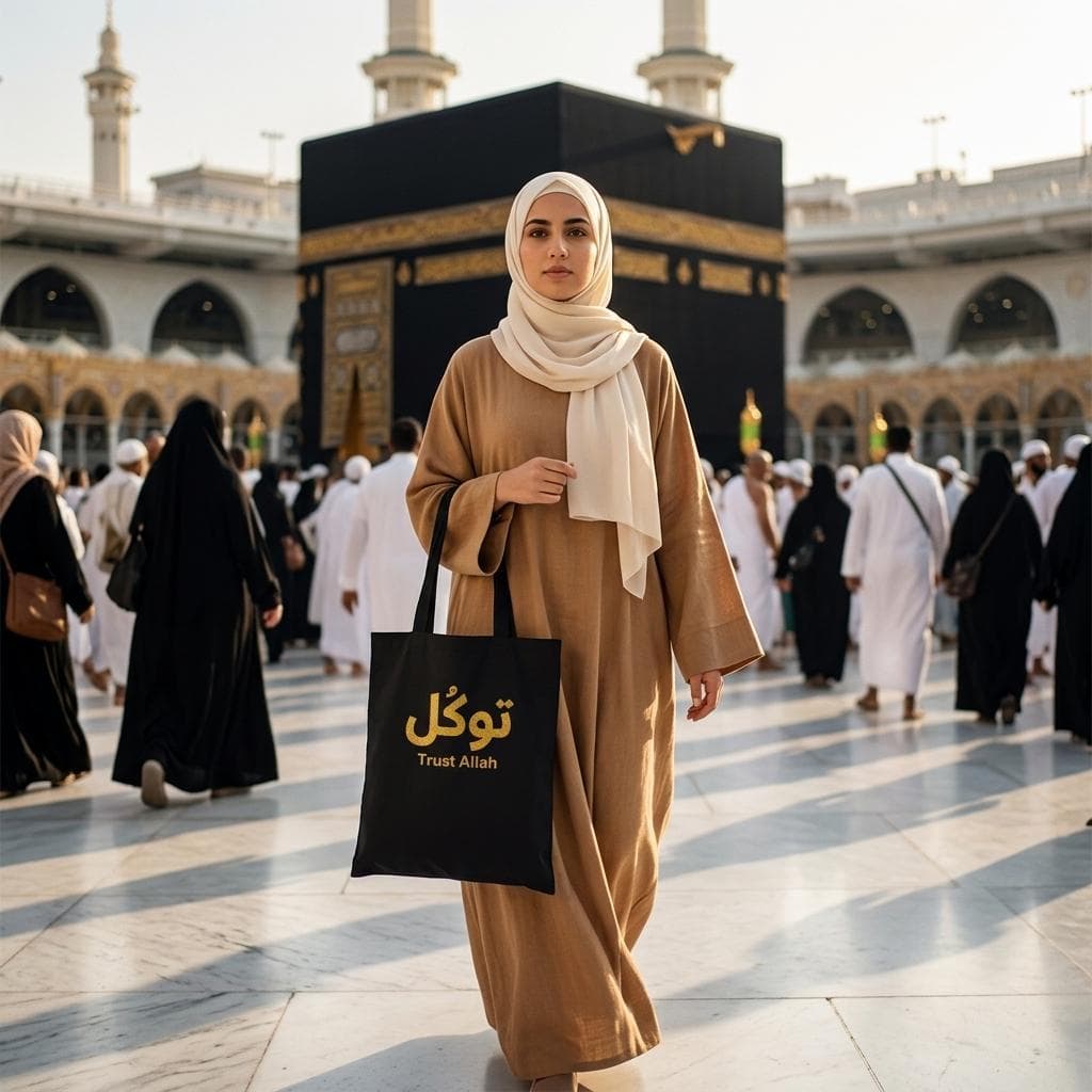 Tawakkul Tote Bag - Trust Allah Arabic Calligraphy Sack, Islamic Eid Gift, Muslim Tote, Hajj Umrah Essentials, Spiritual Reminder Canvas - image 3