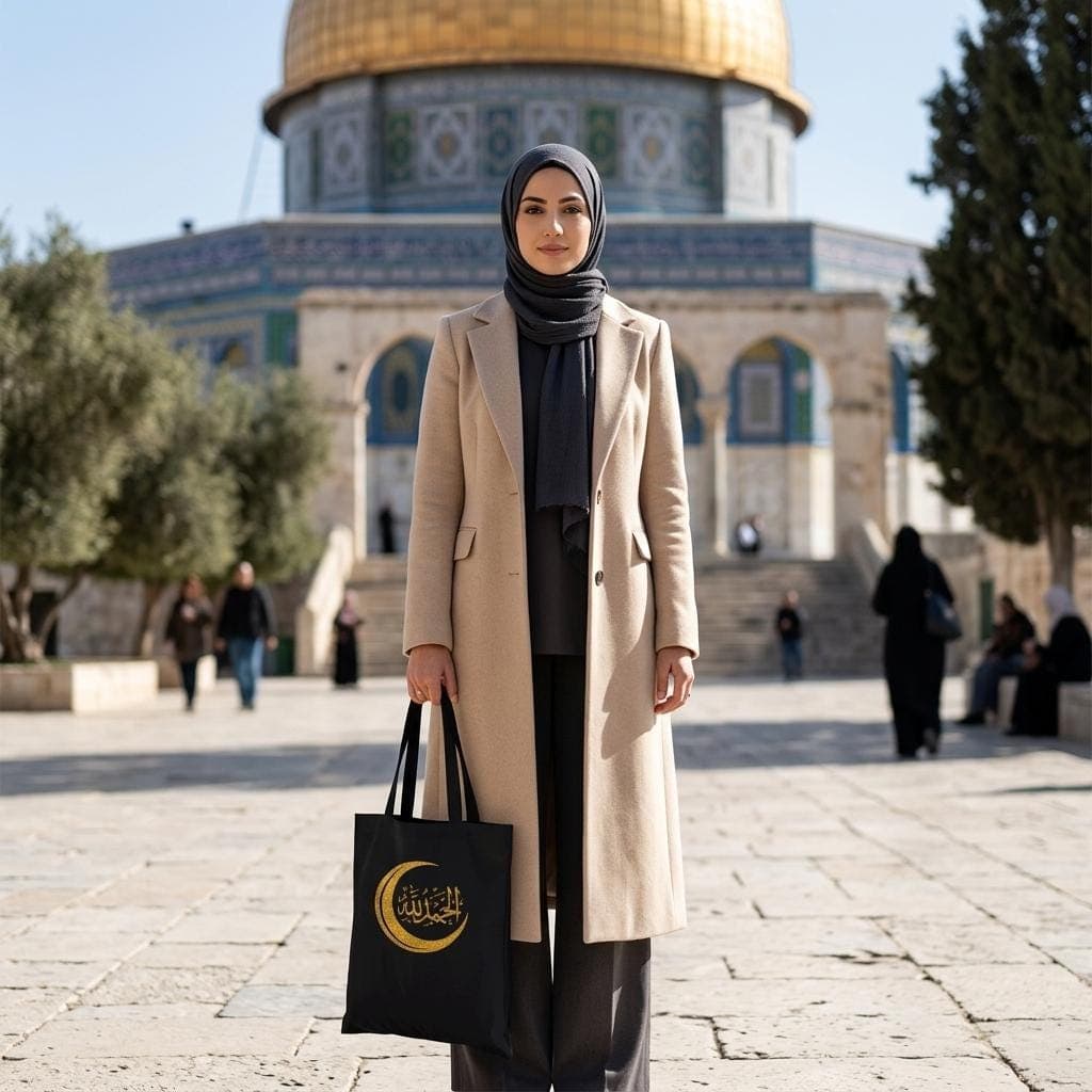 Islamic  Crescent Moon Tote Bag - Gold Arabic Calligraphy Muslim Gift Bag, Eid Ramadan Shopper, Spiritual  Canvas, Modest Fashion Accessory - image 5