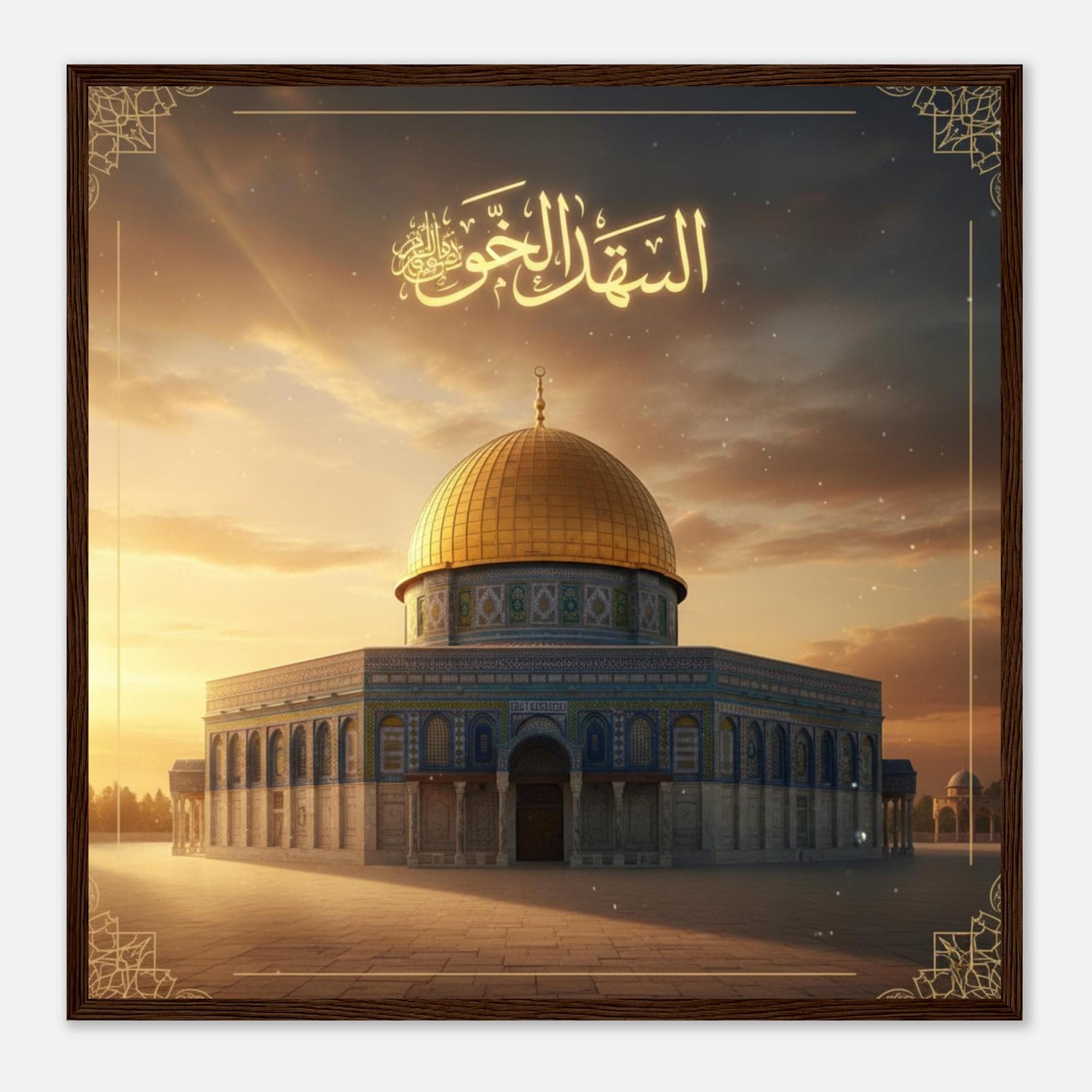Islamic Dome Rock Framed Poster | Arabic Calligraphy Wall Art | Sacred Jerusalem Sunrise Decor Print - image 4