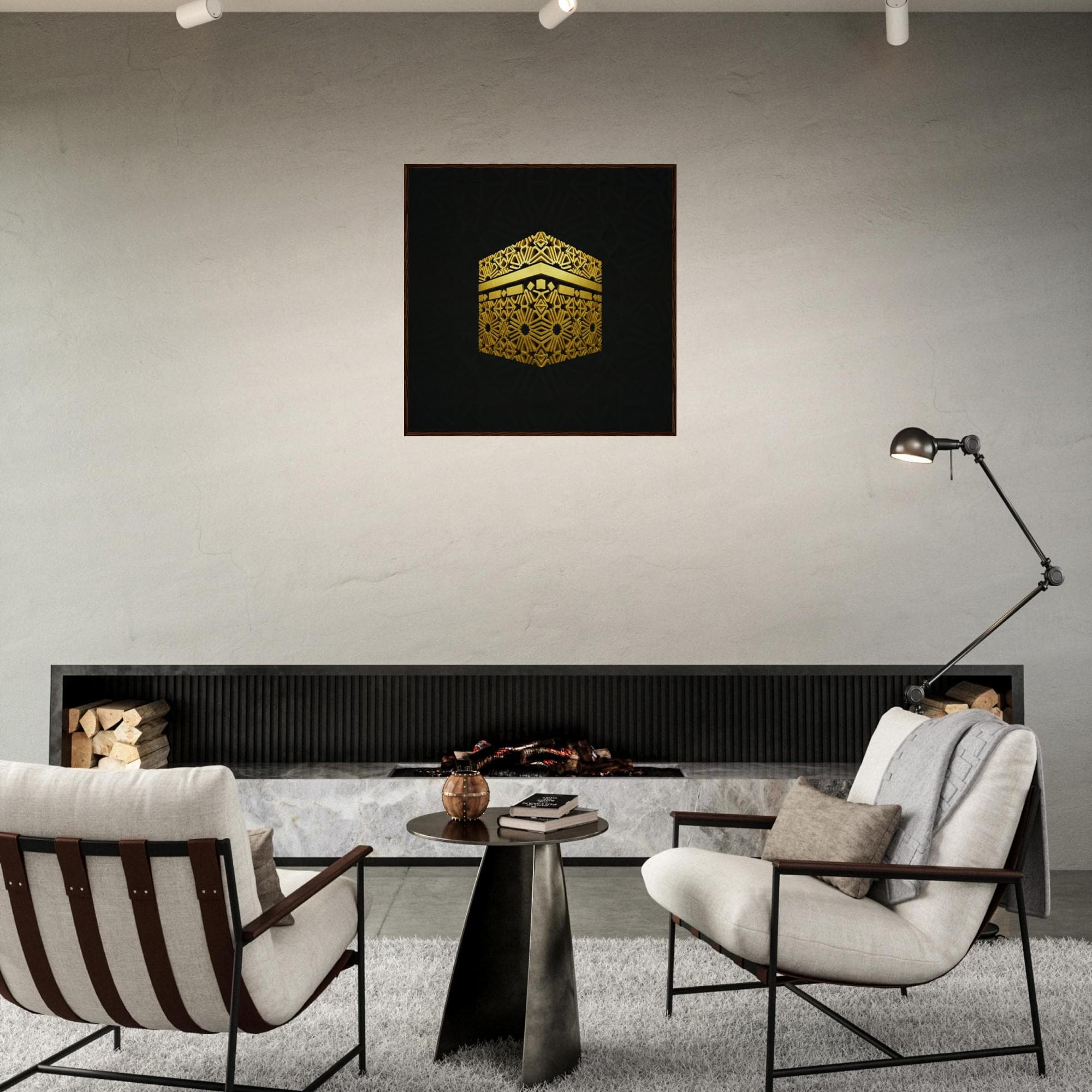 Gold Kaaba Framed Wall Art – Minimalist Islamic Decor, Luxury Mecca Artwork, Modern Muslim Home Print, Elegant Ramadan Eid Gift - image 2