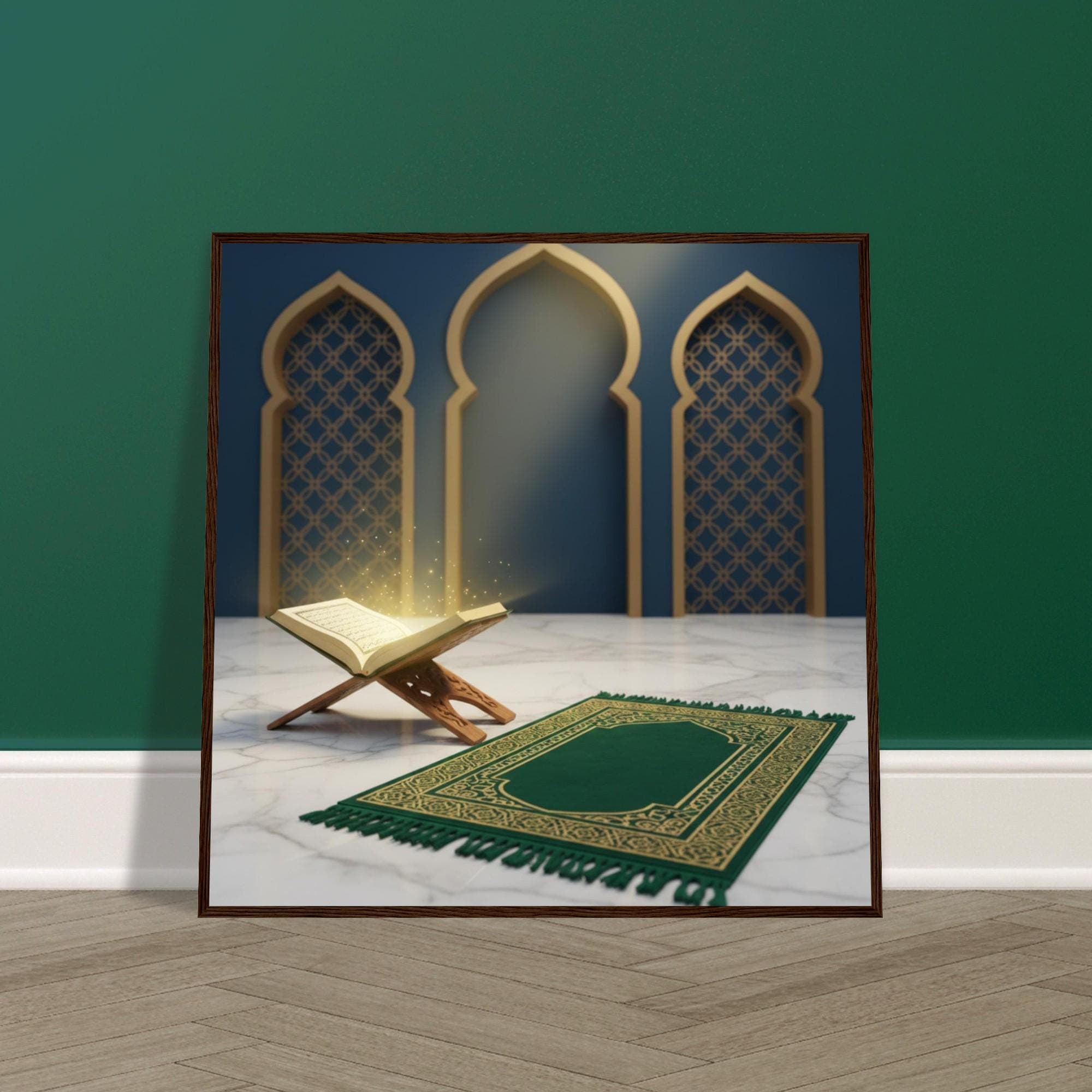 Islamic Prayer Framed Poster  Quran Prayer Mat Spiritual Wall | Art Mosque Decor Print