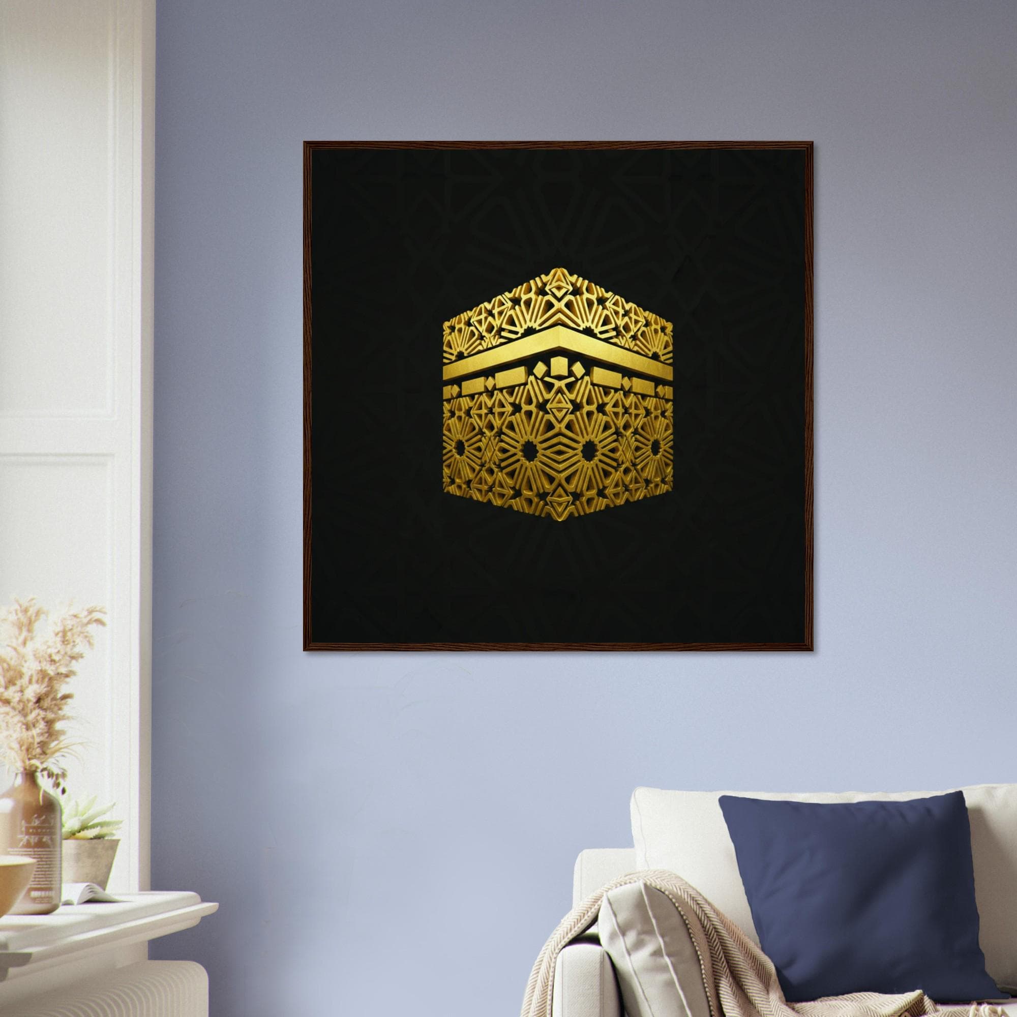 Gold Kaaba Framed Wall Art – Minimalist Islamic Decor, Luxury Mecca Artwork, Modern Muslim Home Print, Elegant Ramadan Eid Gift - image 5
