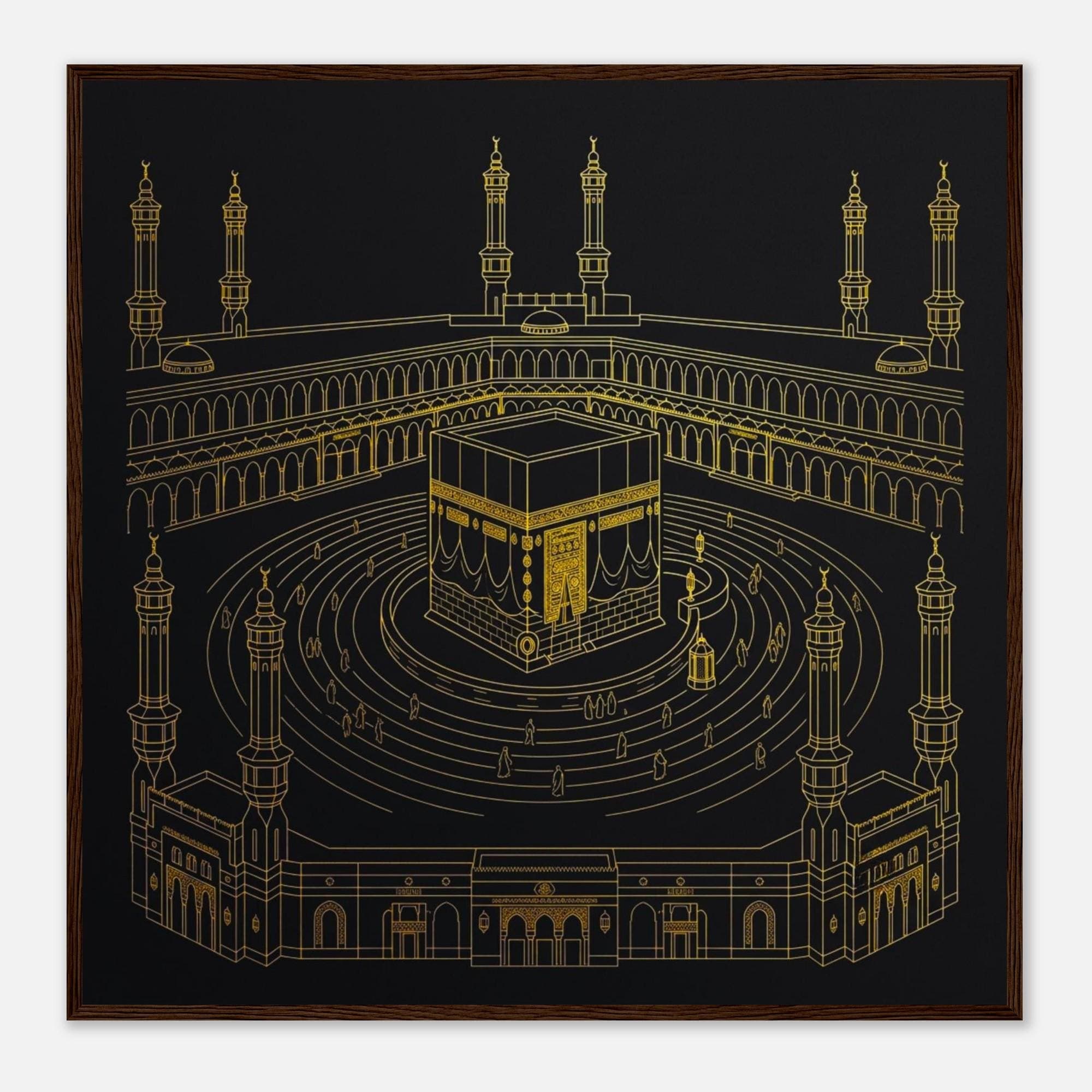 Kaaba Line Art Framed Poster - Minimalist Islamic Wall Art, Gold Mecca Illustration, Muslim Home Decor, Modern Hajj Decoration, Umrah Gift - image 3