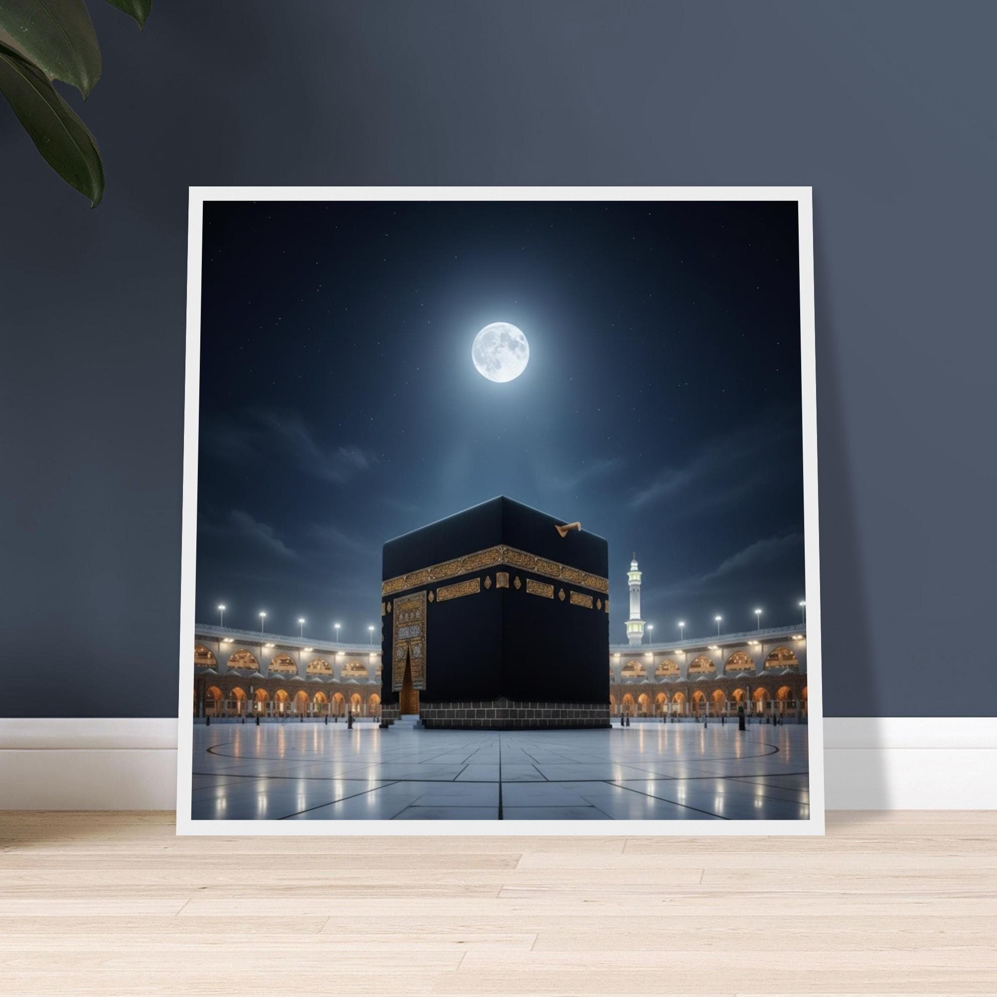 Kaaba Framed Poster | Islamic  Mecca Night Moon Wall Art | Sacred Mosque Spiritual Decor Print - image 5