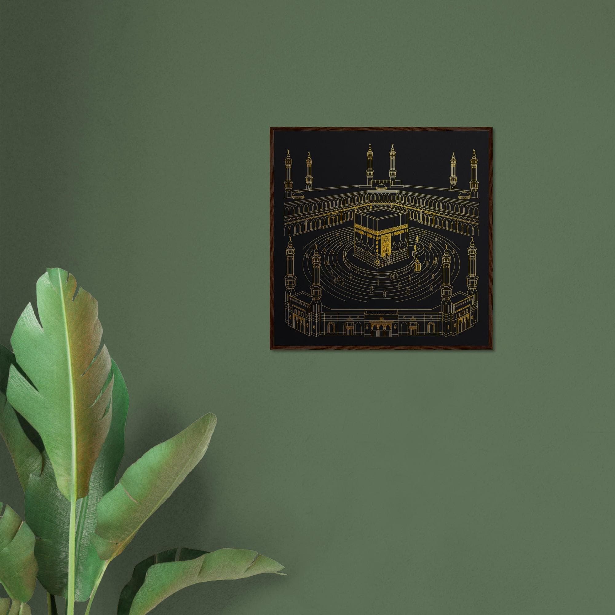 Kaaba Line Art Framed Poster - Minimalist Islamic Wall Art, Gold Mecca Illustration, Muslim Home Decor, Modern Hajj Decoration, Umrah Gift - image 5