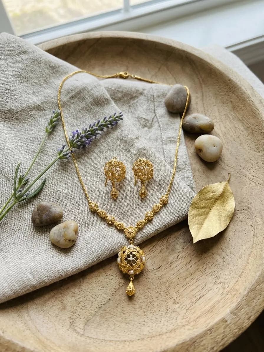 Filigree Gold Statement Necklace Delicate Intricate Lace Choker - image 2