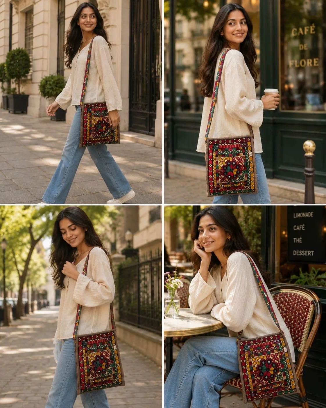 Boho Mirror Work Tote Bag | Embroidered Tribal Shoulder Bag, Banjara Style Purse - image 3