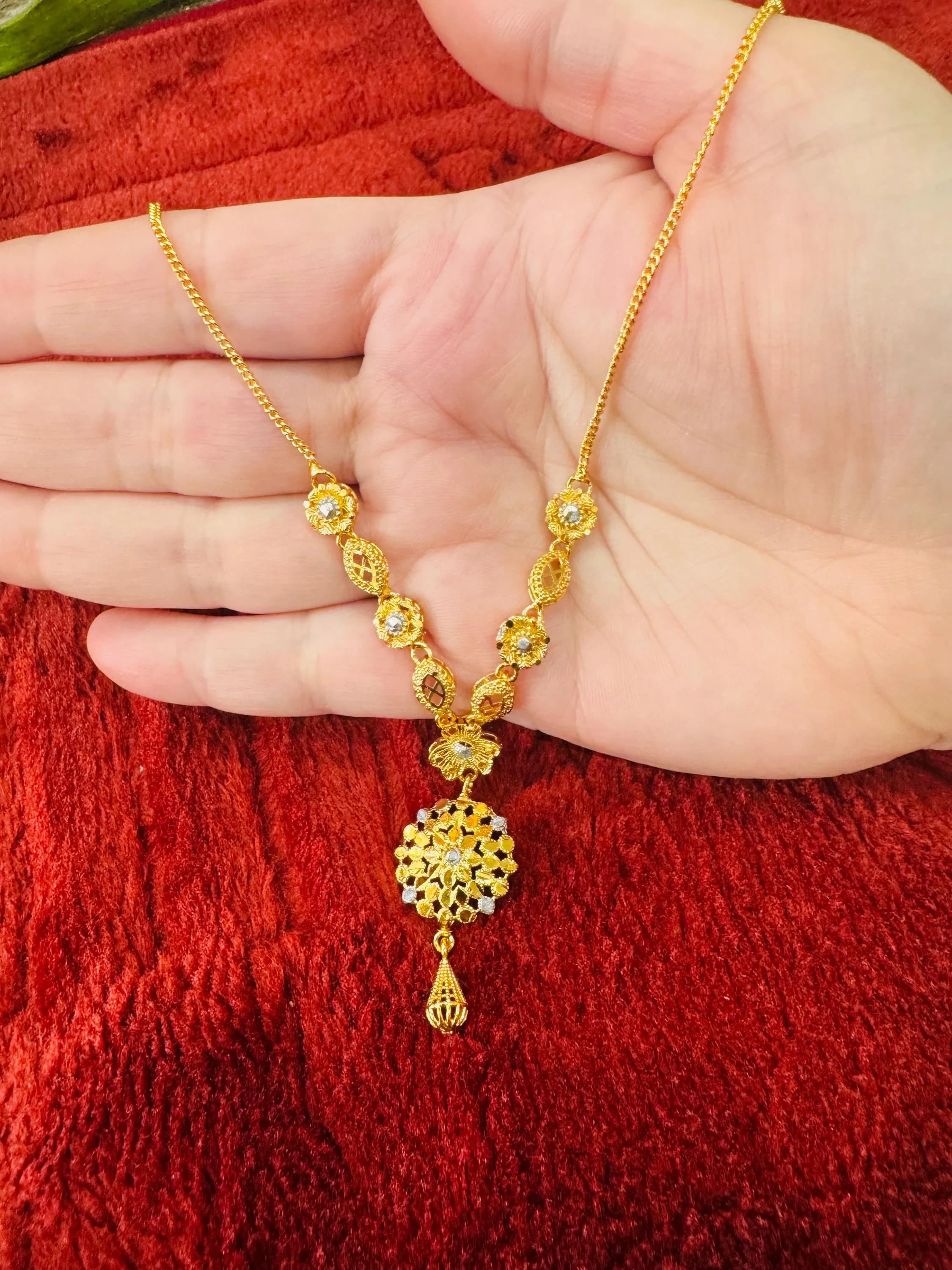 Gold Plated Filigree Necklace and Earring Set: Dainty Statement Bridal Jewelry - image 5