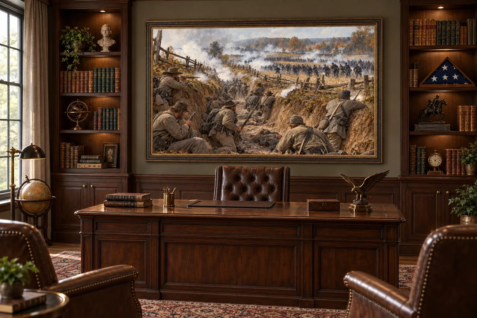 Antietam Sunken Road Canvas Wall Art, Civil War Battle Painting, Bloody Lane Historical Decor, American Crucible Collection