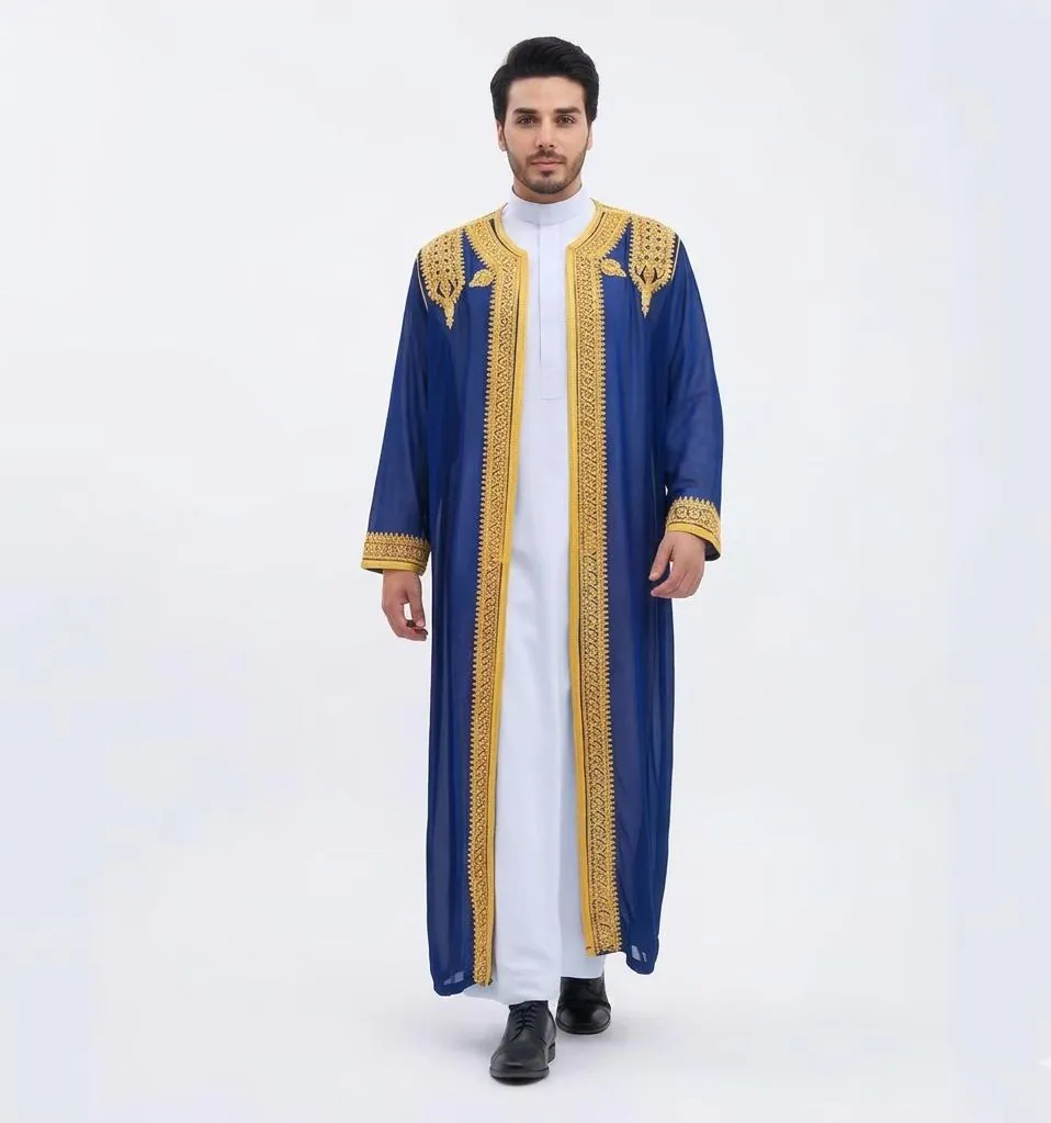 Embroidered Men’s Bisht – Traditional Arabic Cloak, Wedding Formal Wear Muslim wedding cloth